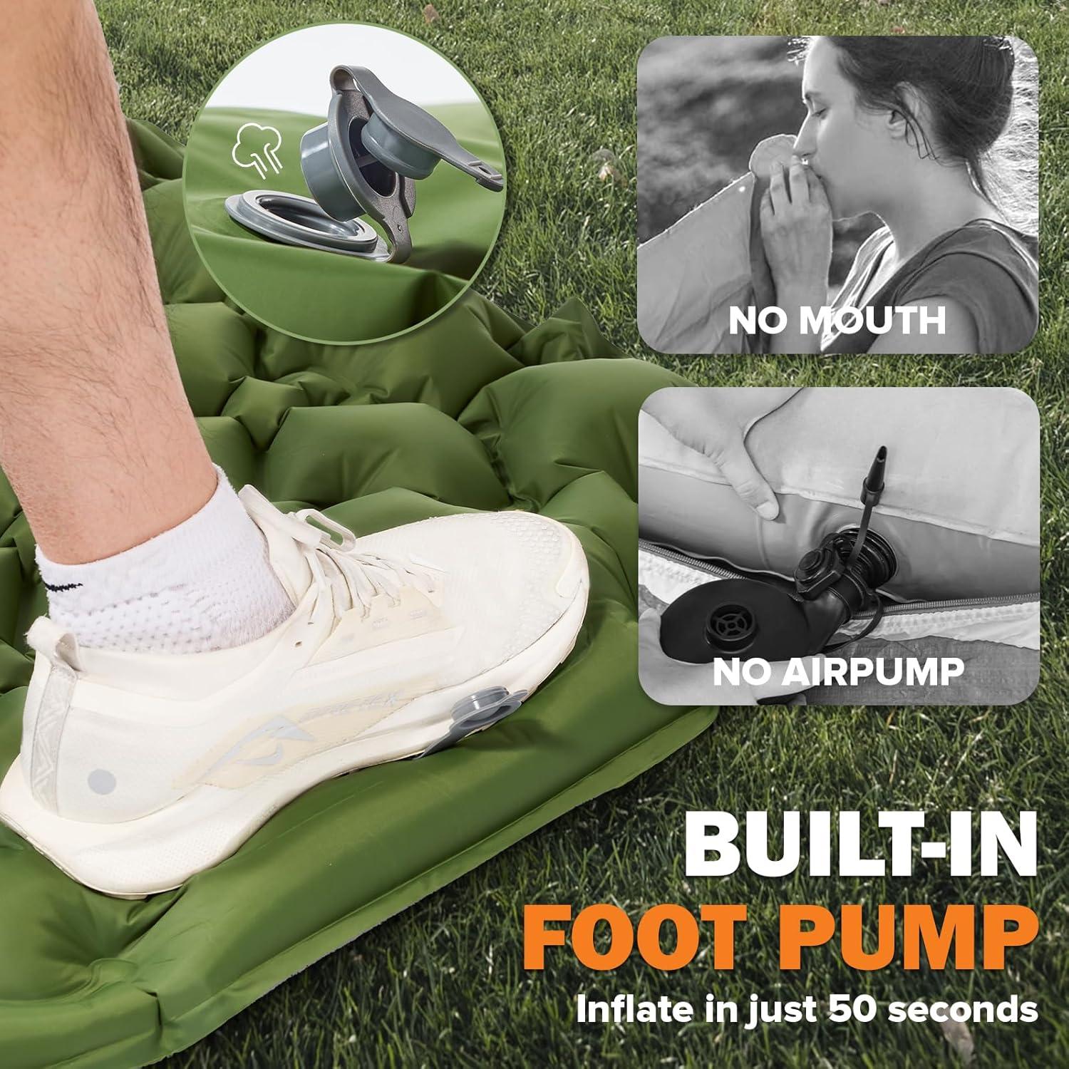 Almohadilla de Camping POWERLIX Pro Autoinflable Verde 0.94 kg