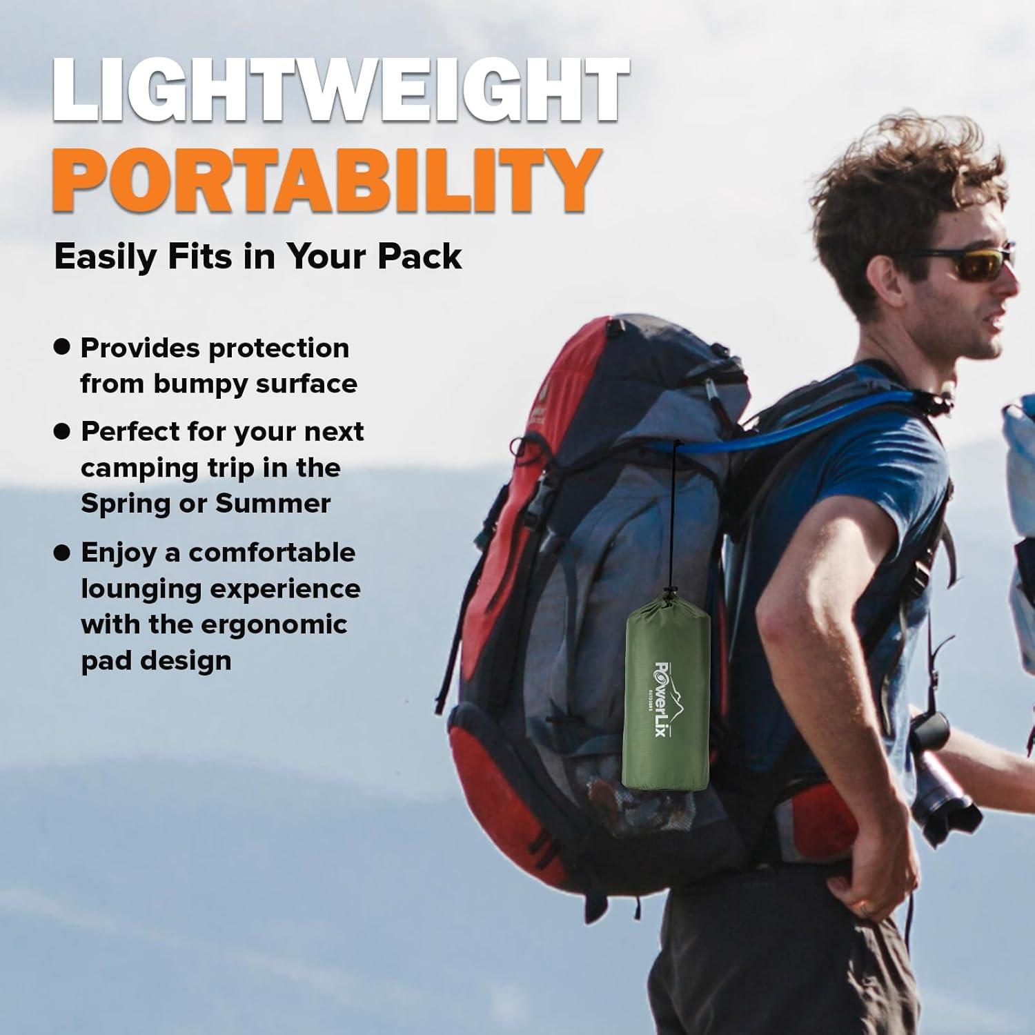 Almohadilla de Camping POWERLIX Pro Autoinflable Verde 0.94 kg