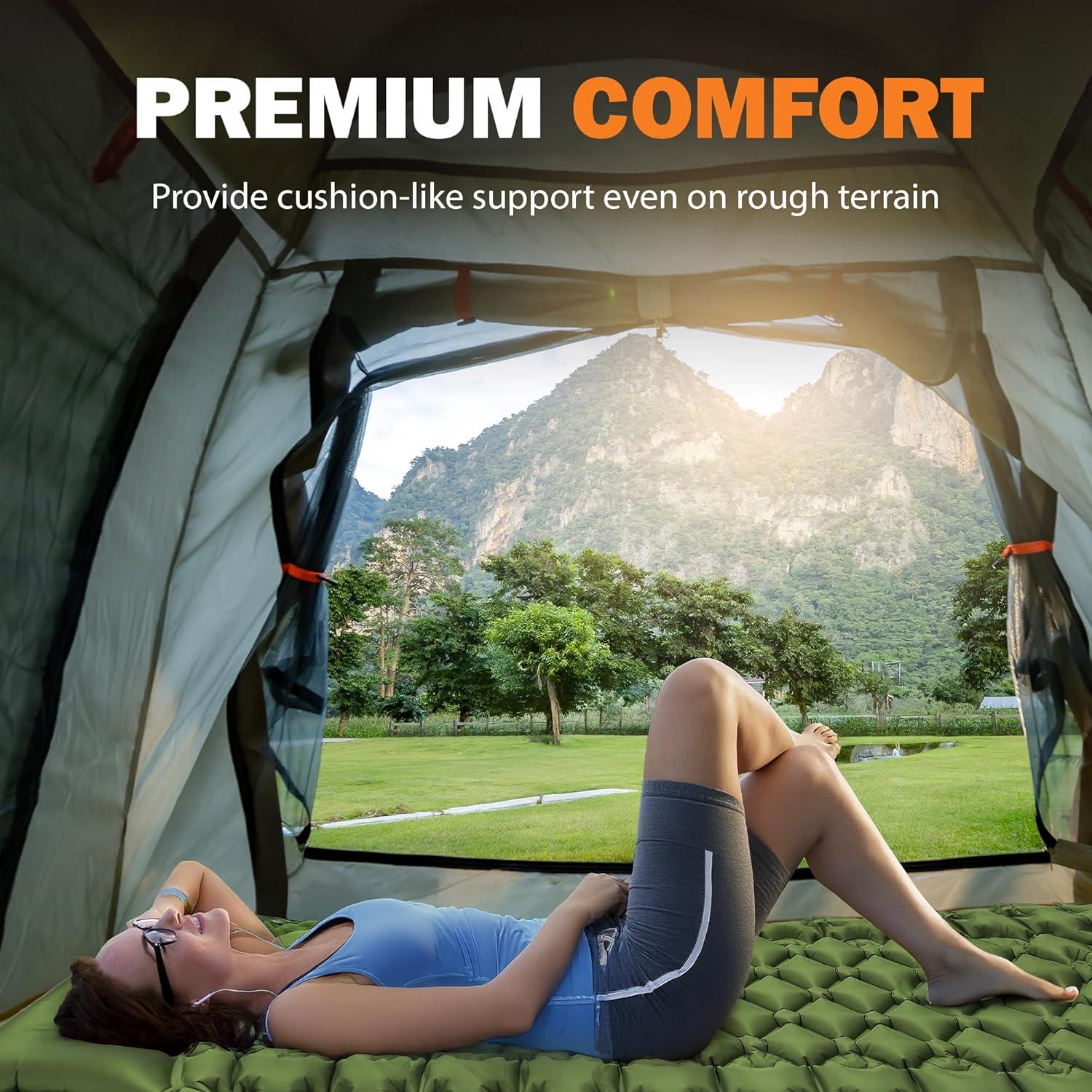 Almohadilla de Camping POWERLIX Pro Autoinflable Verde 0.94 kg