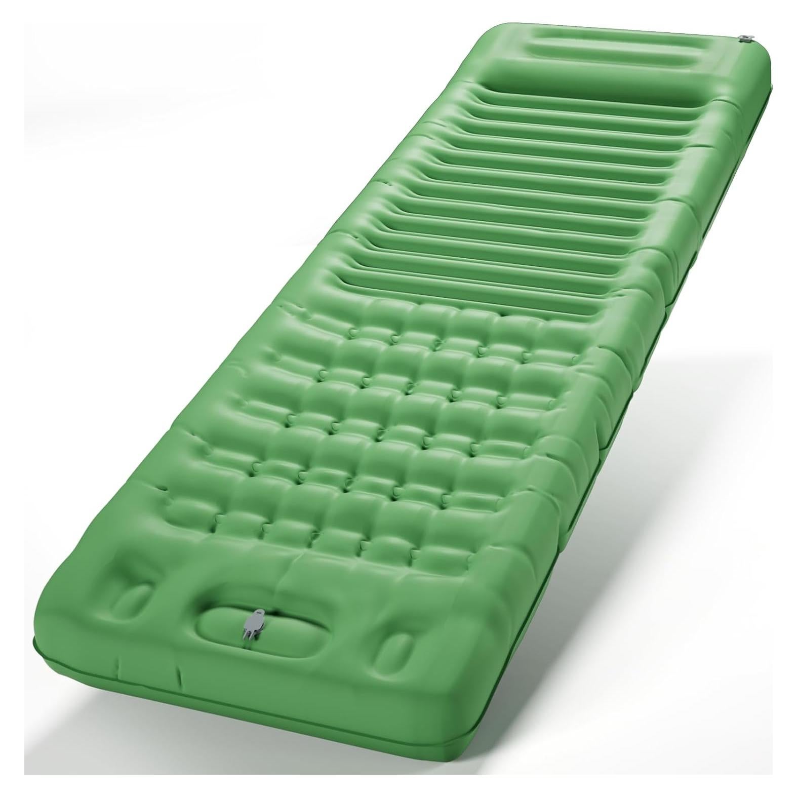 Almohadilla de Camping INVOKER 13 cm Inflable Verde Ultraligera