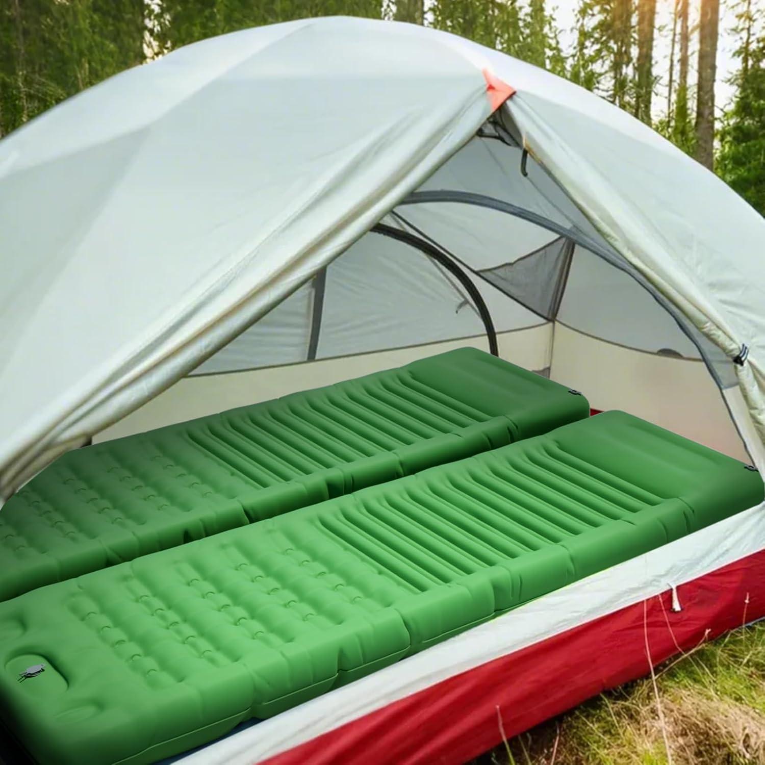 Almohadilla de Camping INVOKER 13 cm Inflable Verde Ultraligera