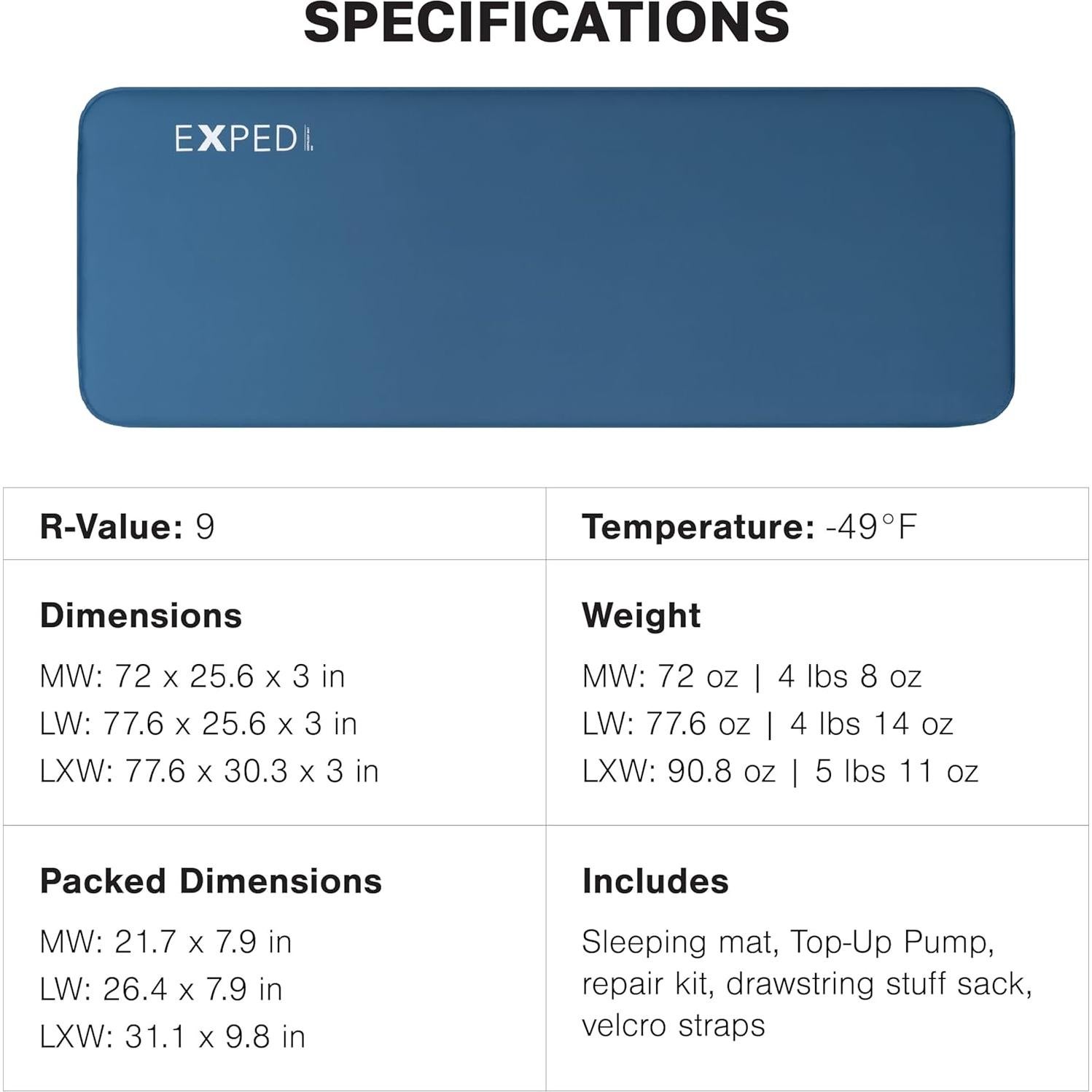 Colchón de auto inflado Exped DeepSleep Mediano 182.88x65.02cm