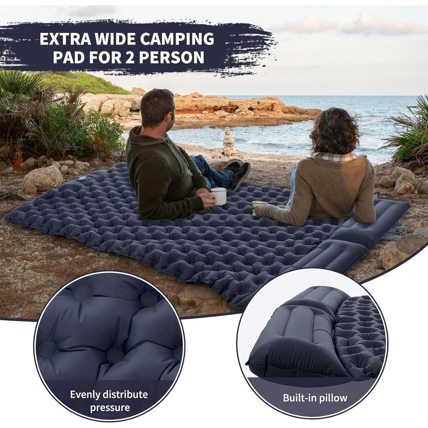 Colchón de Camping Doble PACOONE Autoinflable 200x120cm