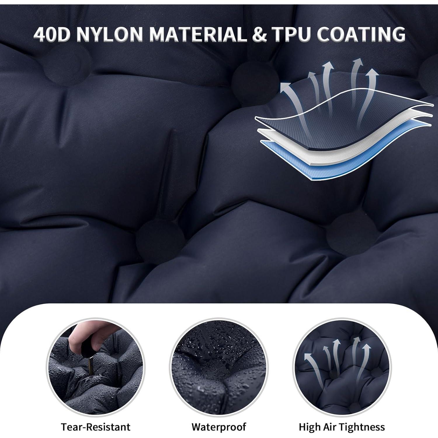 Colchón de Camping Doble PACOONE Autoinflable 200x120cm