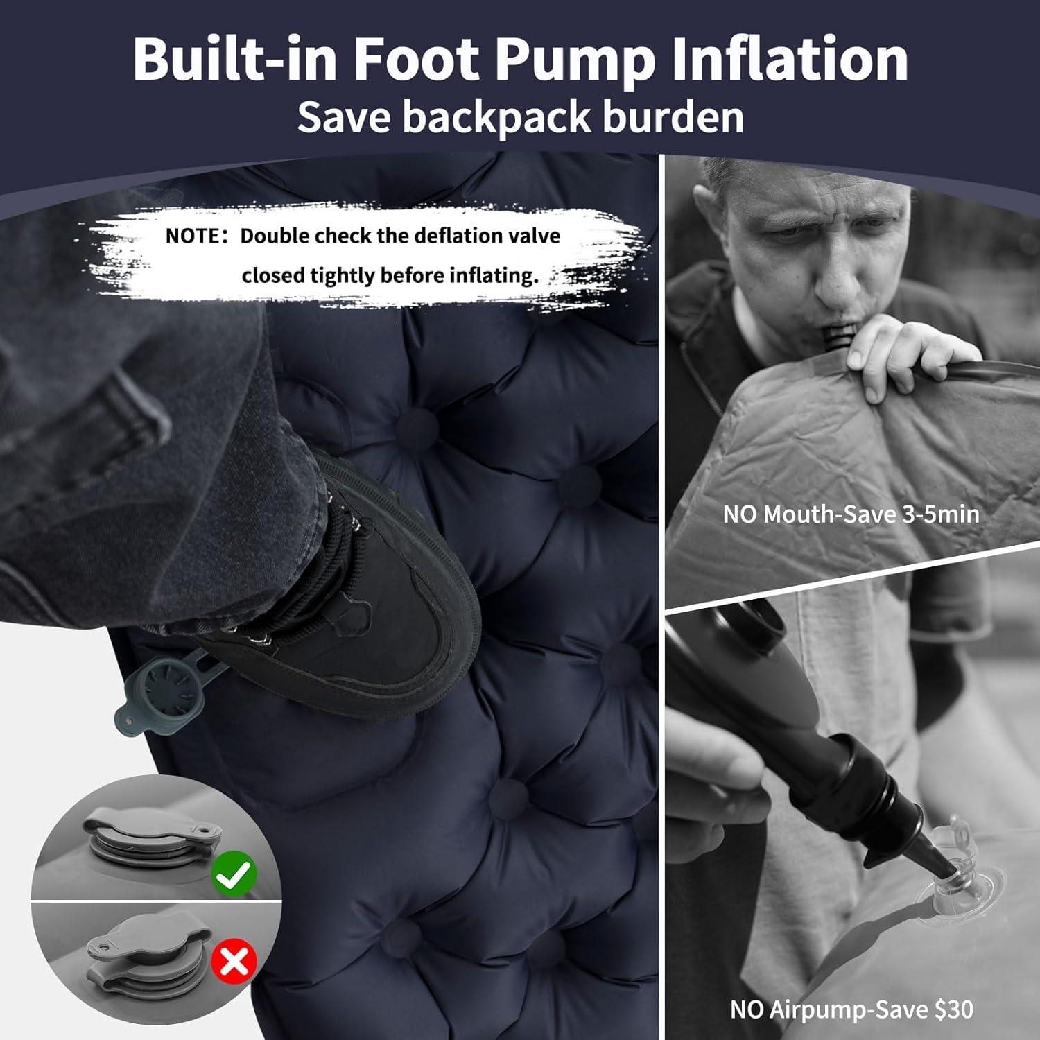 Colchón de Camping Doble PACOONE Autoinflable 200x120cm