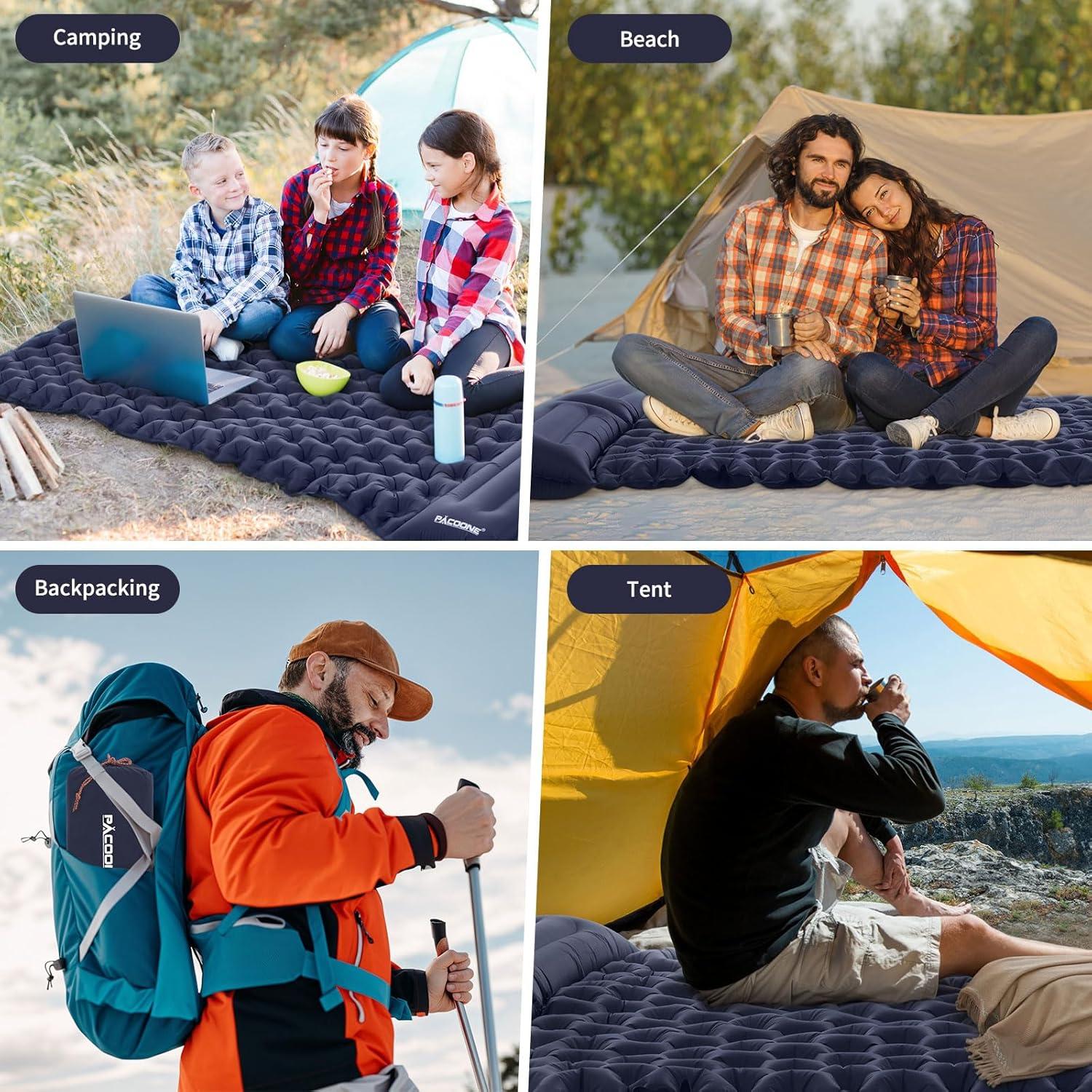 Colchón de Camping Doble PACOONE Autoinflable 200x120cm