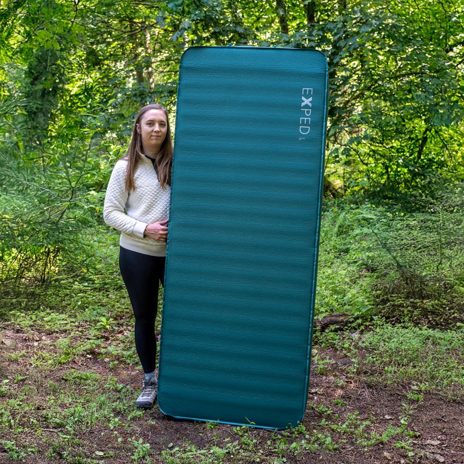 Exped MegaMat Medium Wide - Self Inflating Soft Car Sleeping Mat, 4” Foam Pad, Pump Included