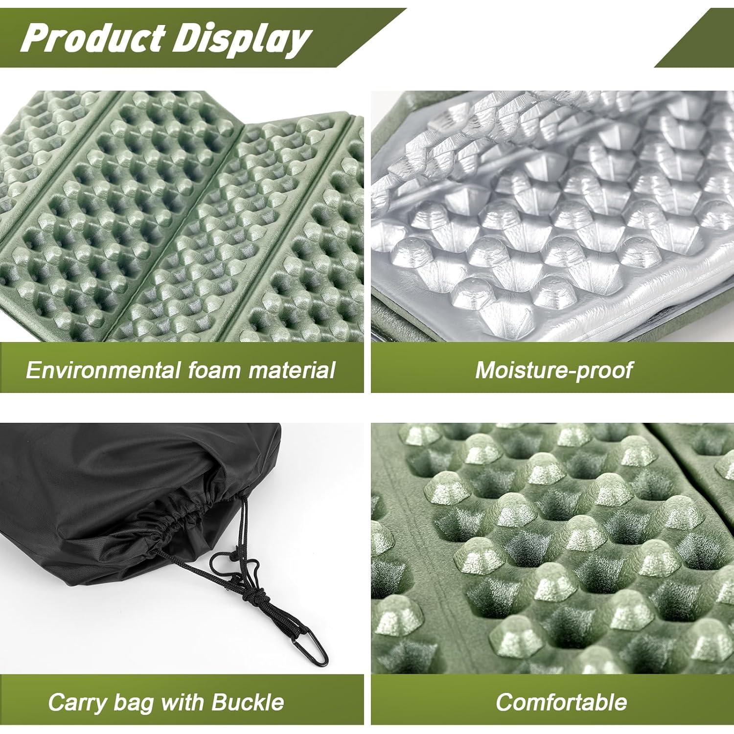 Cojín de Asiento Portátil ZAIXIA 2pack Verde Militar