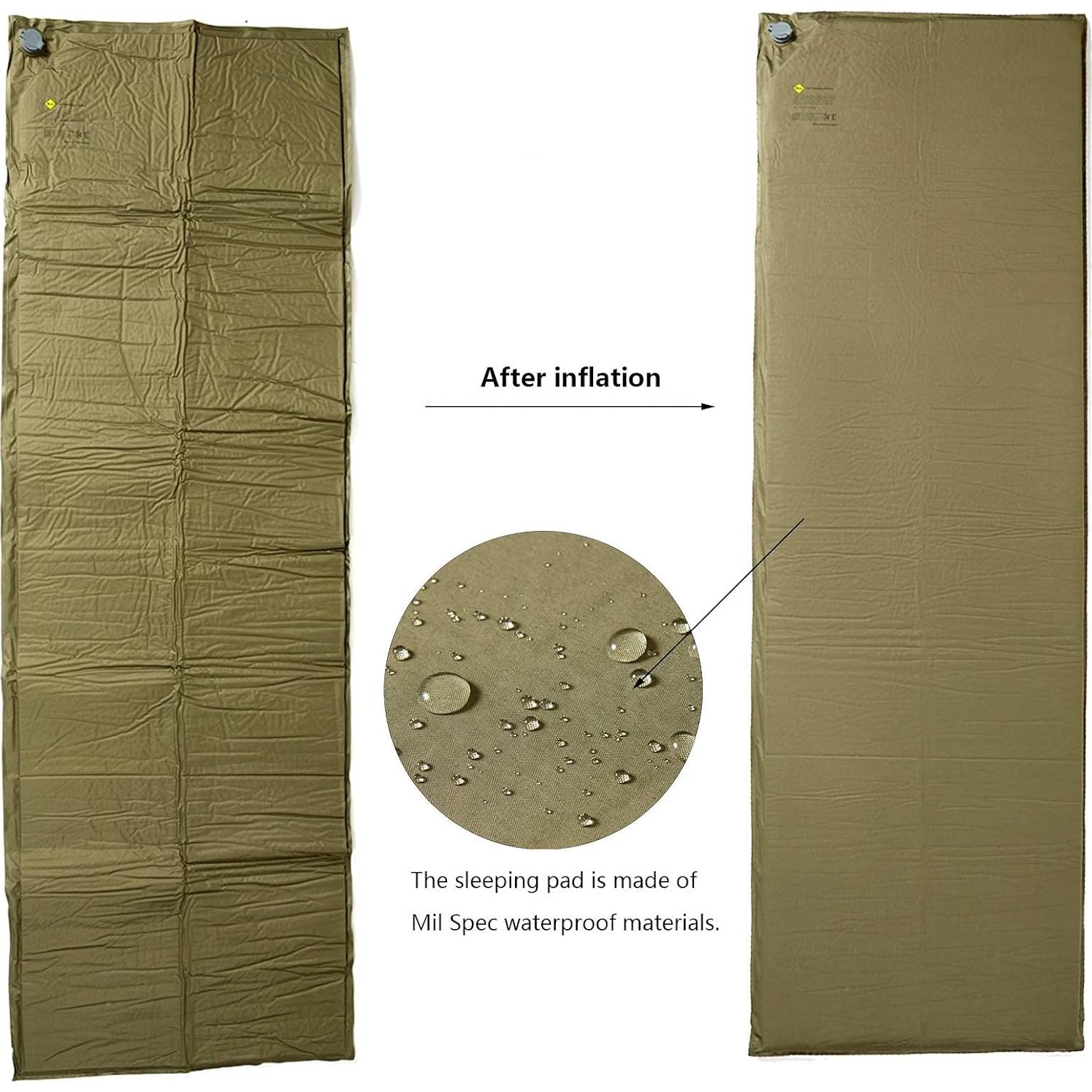 Colchón de Camping Autoinflable Akmax.cn Verde Oliva 172.72x55.88cm