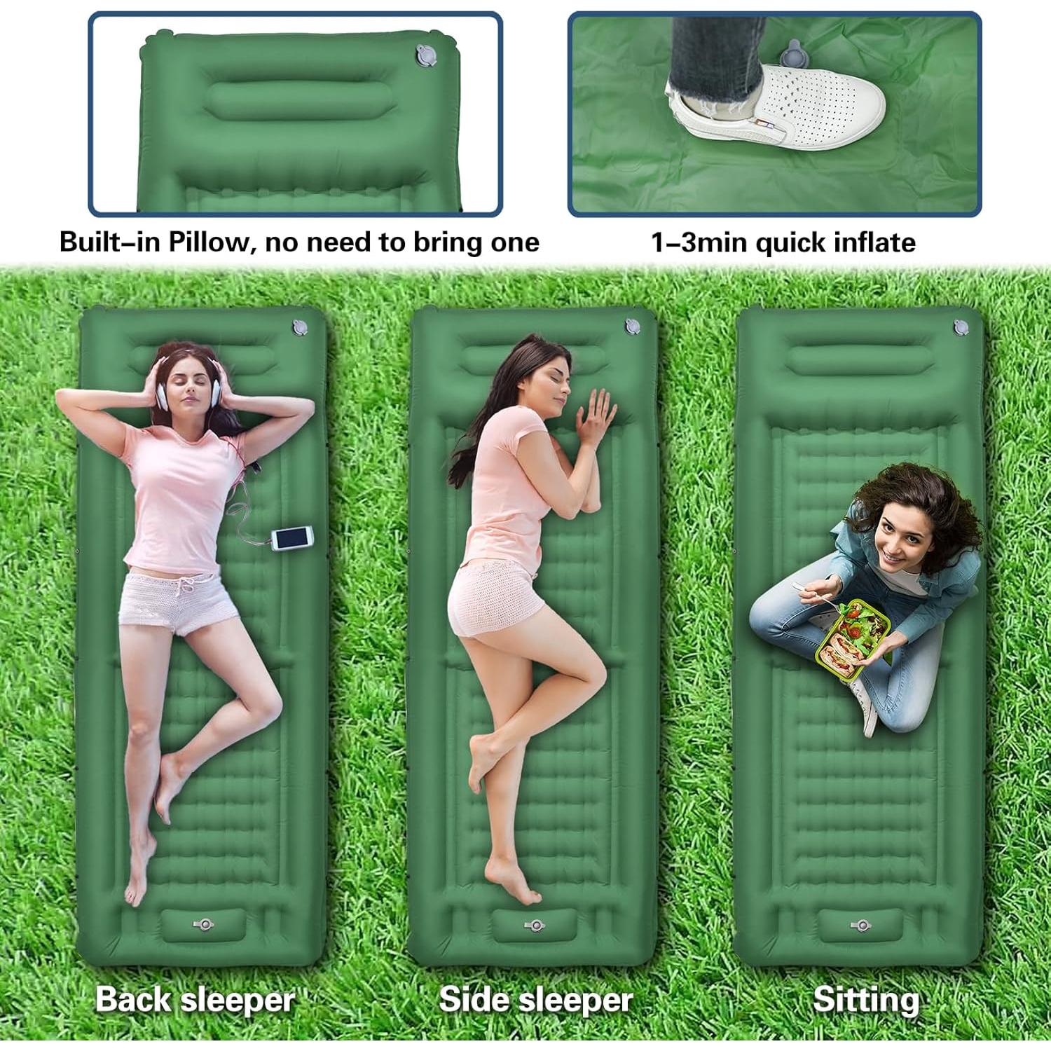 Colchón de Camping Inflable ORIEVIR SF-C01 13 cm Verde