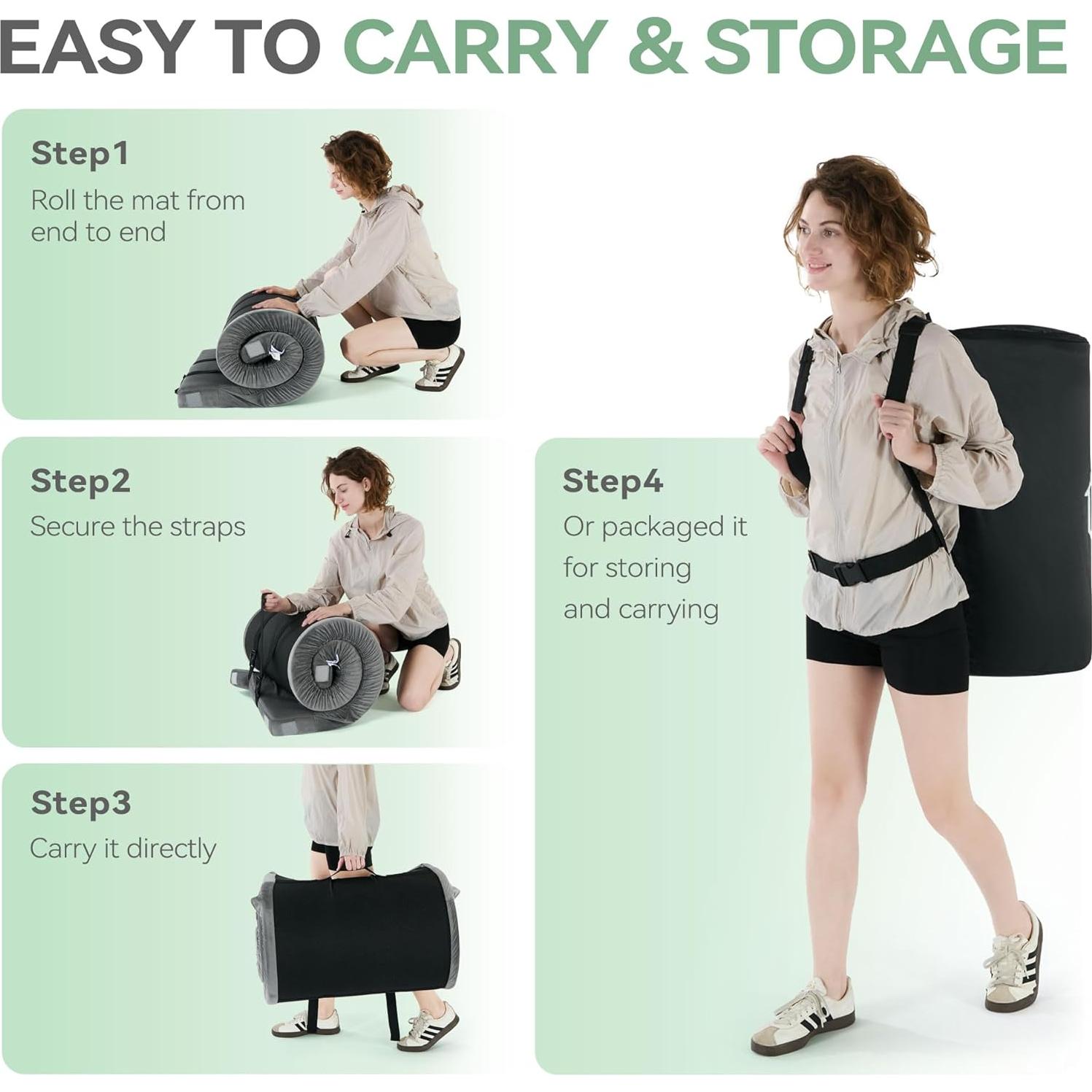 Colchón de Camping Sinweek 3" Espuma Viscoelástica Impermeable