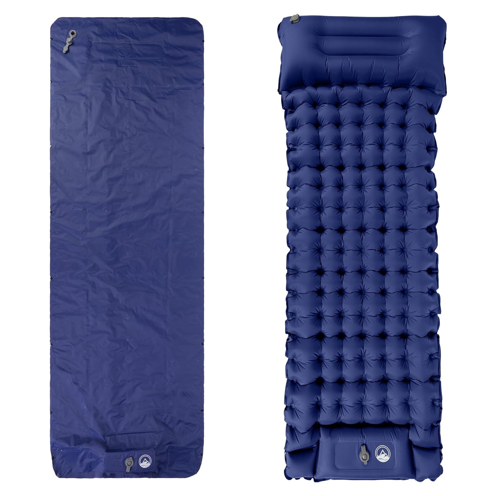 Colchón Inflable para Camping Wakeman - Almohadilla Azul con Bomba