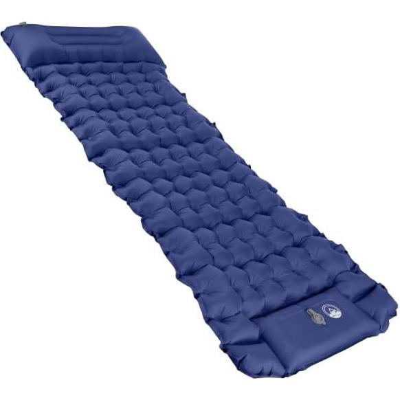 Colchón Inflable para Camping Wakeman - Almohadilla Azul con Bomba