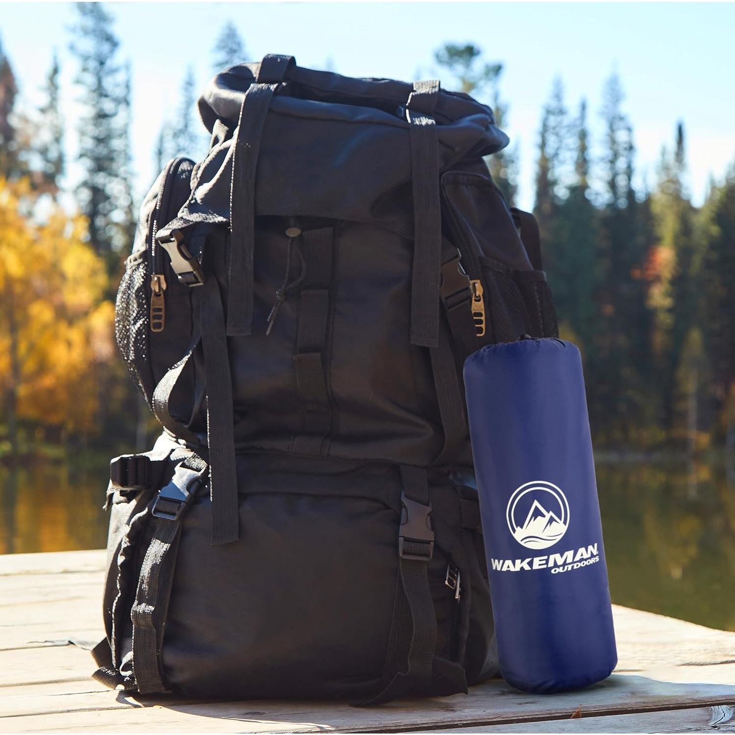 Colchón Inflable para Camping Wakeman - Almohadilla Azul con Bomba