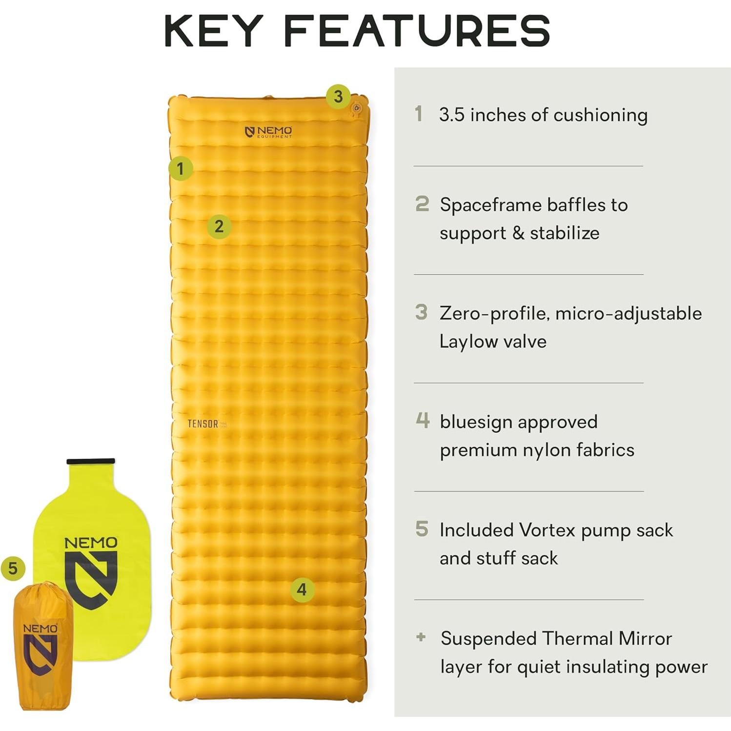 Nemo Equipment Tensor Trail Ultralight Insulated Sleeping Pad - Long Wide (76"x25") - Mango/Huckleberry
