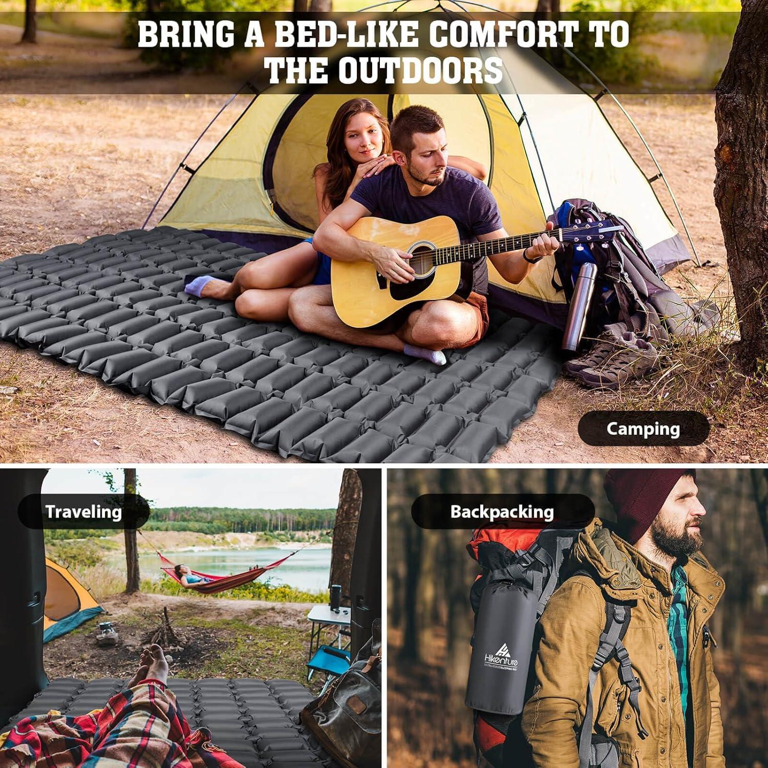 Colchón Inflable Doble Hikenture 183x127 cm 1.27 kg Impermeable