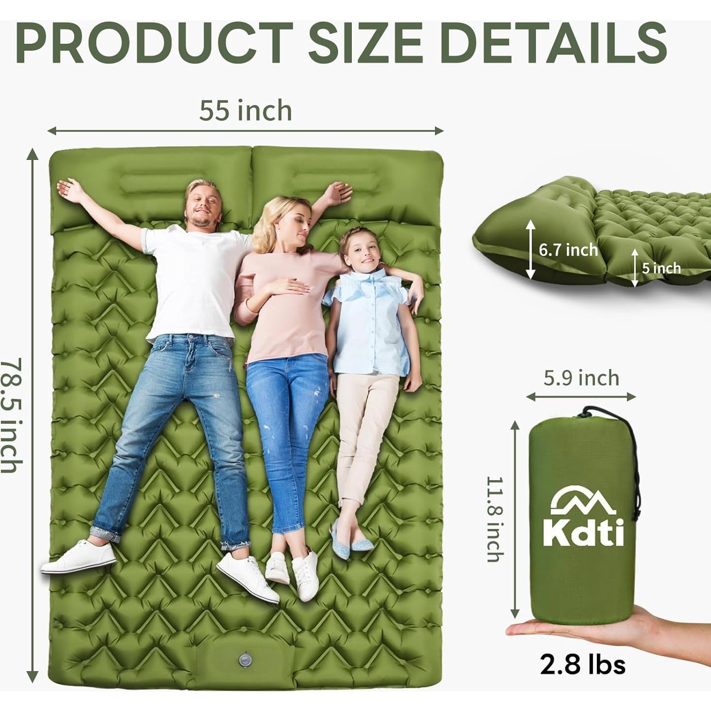 Colchón de Camping Doble Kdti 5" con Almohada y Bomba