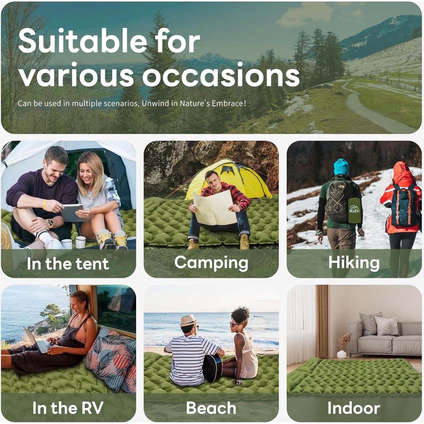 Colchón de Camping Doble Kdti 5" con Almohada y Bomba