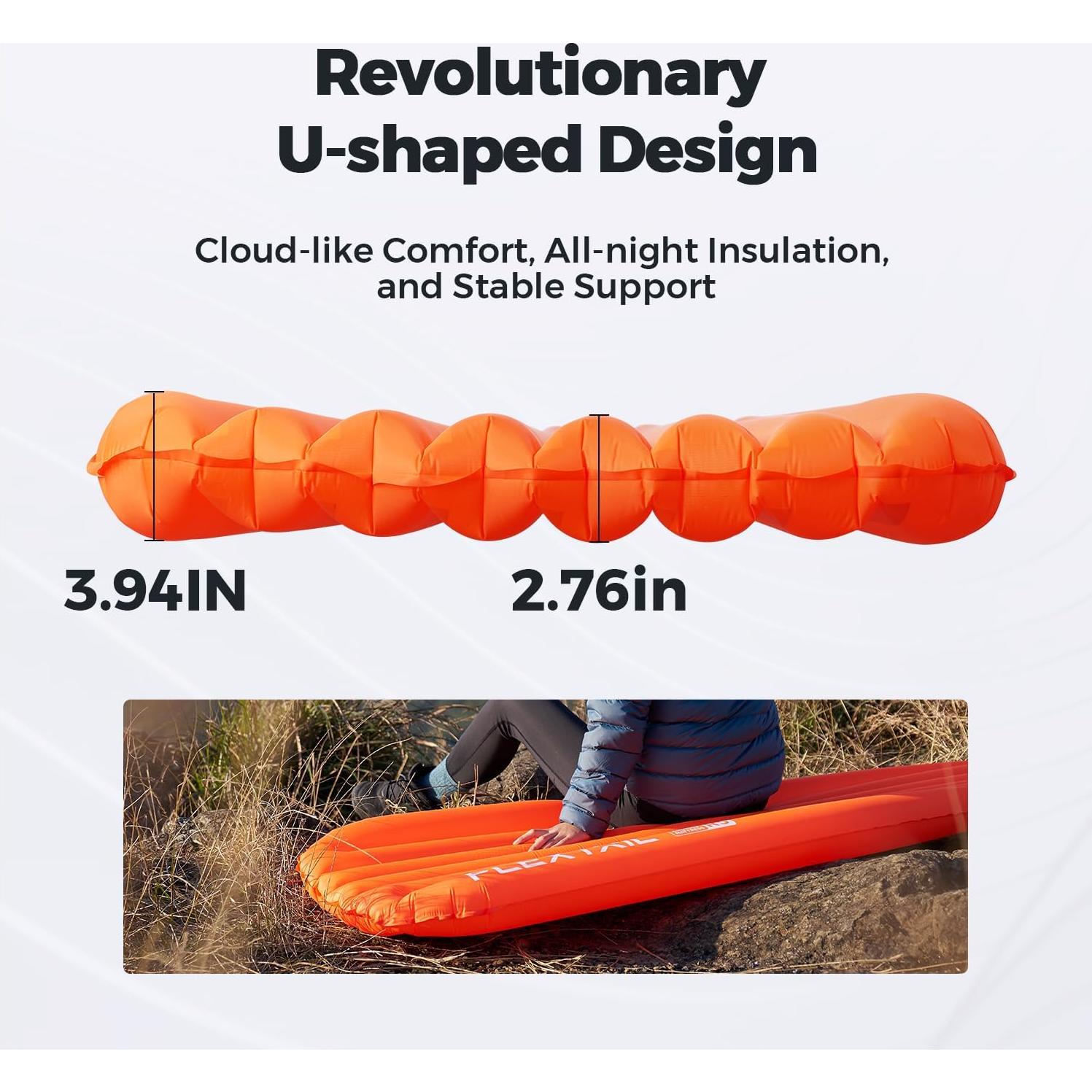 Colchón Inflable FLEXTAILGEAR 183x65x7.1 cm para Camping