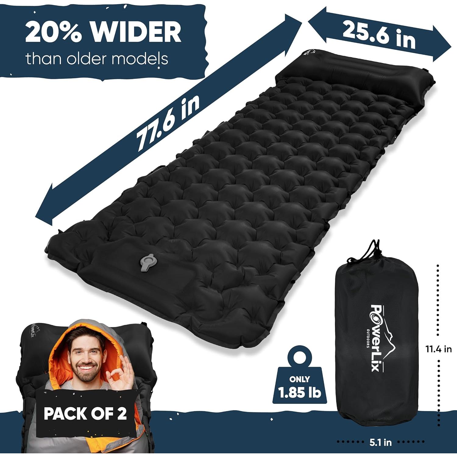 Colchón Inflable POWERLIX 2 Paquete con Bomba y Almohada
