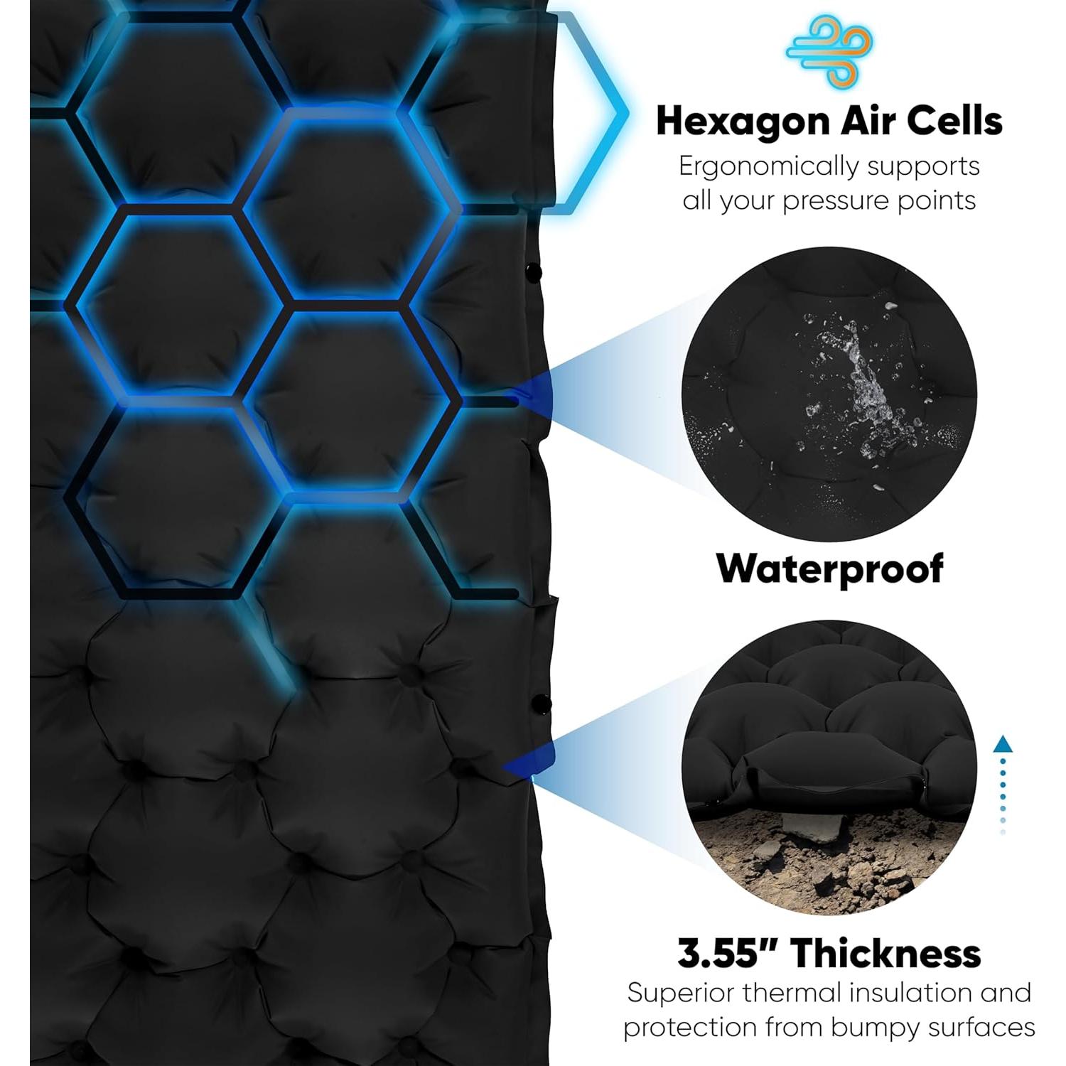Colchón Inflable POWERLIX 2 Paquete con Bomba y Almohada