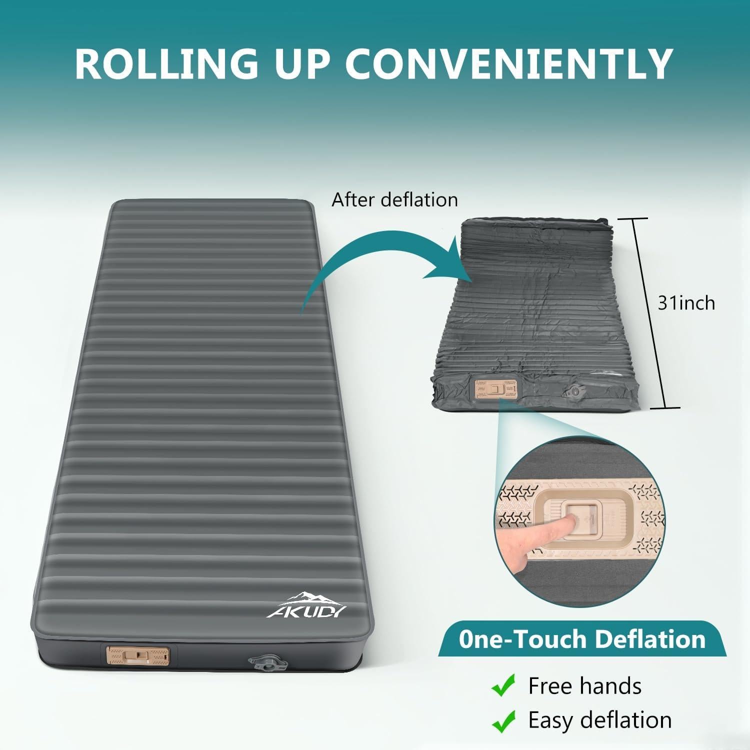 Self Inflating Sleeping Pad with Electric Pump, 4" Ultra-Thick Memory Foam Camping Pad with Pillow, 9.5 R-Value Insulated Camping Mattress, Grey