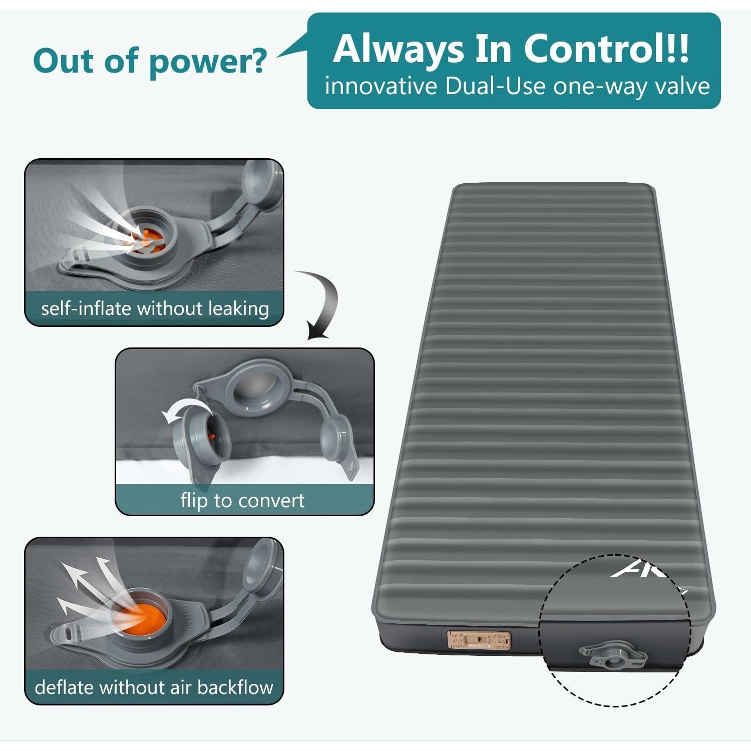 Self Inflating Sleeping Pad with Electric Pump, 4" Ultra-Thick Memory Foam Camping Pad with Pillow, 9.5 R-Value Insulated Camping Mattress, Grey