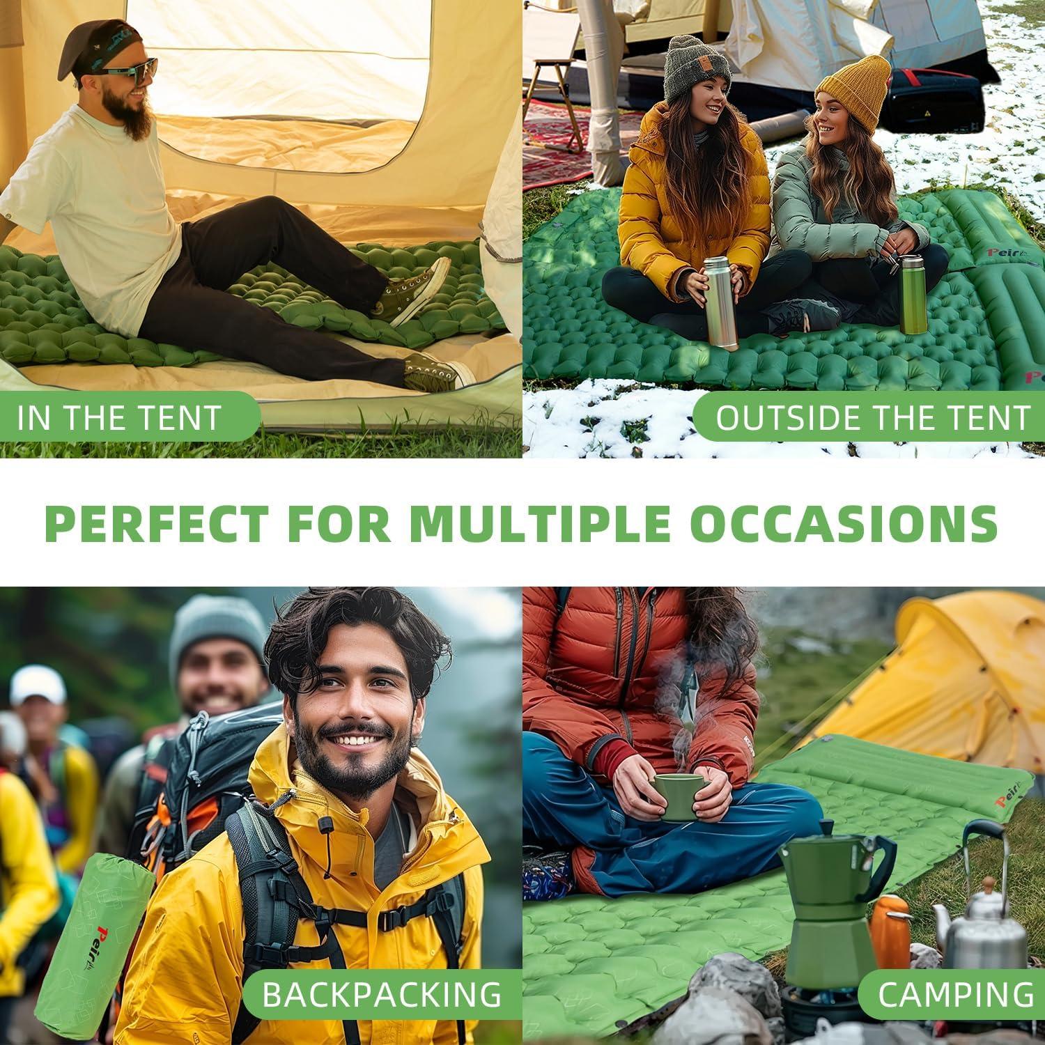 Almohadilla de Camping Inflable Peirhw 200x68.5cm con Cojín