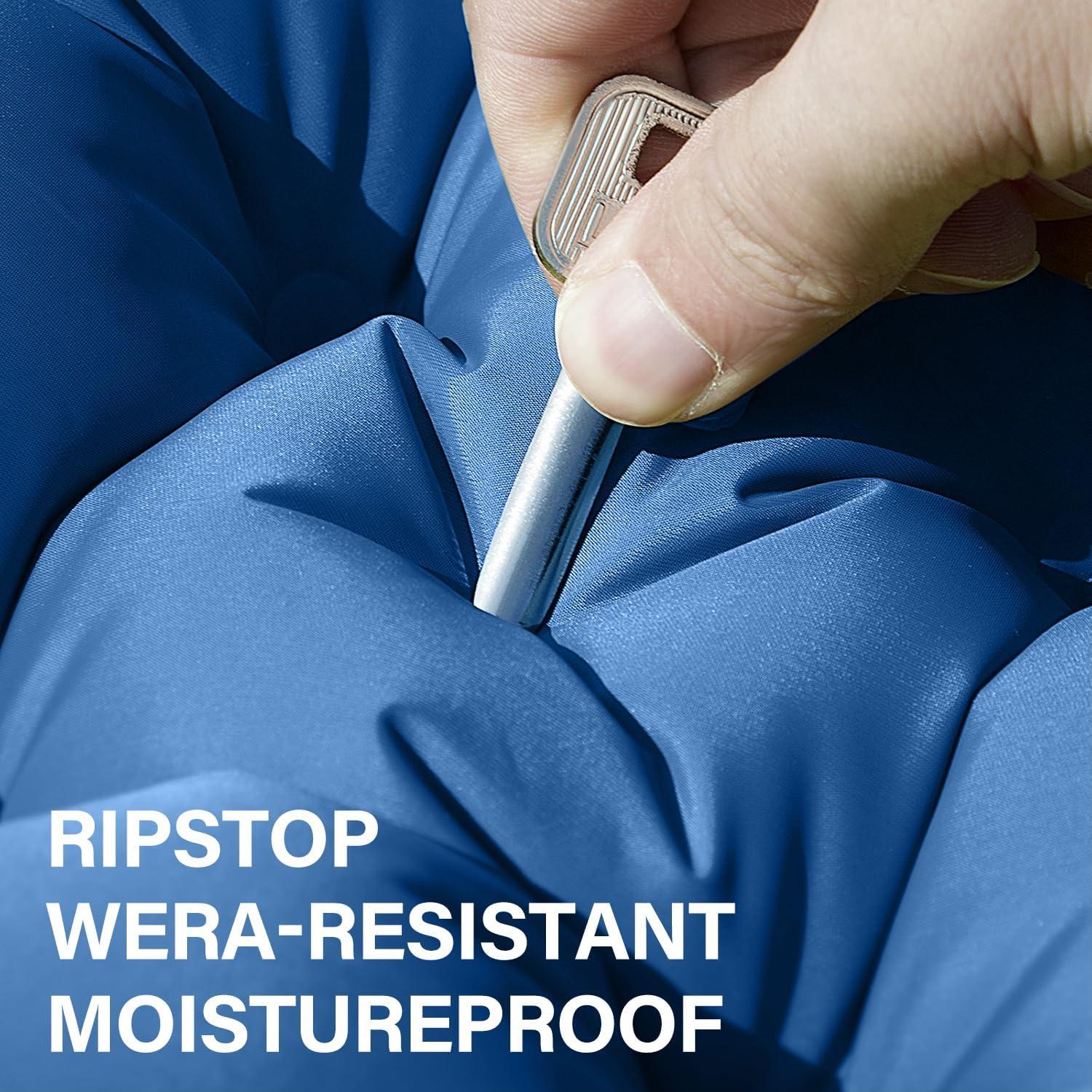 Double Sleeping Pad for Camping- Self Inflating 4"" Extra-Thick with Pillow Built-in Foot Pump Inflatable Sleeping Mat for Backpacking, Hiking, Traveling, Tent, Full, Blue, ZYK-SRBT-01