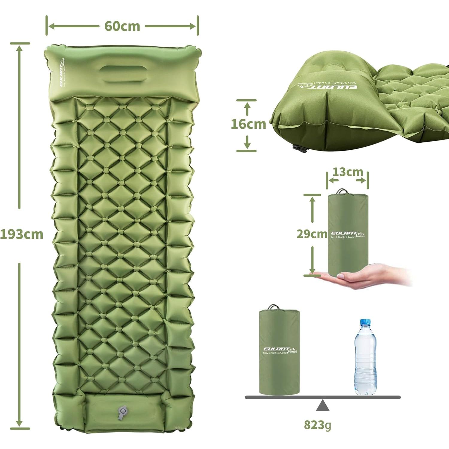 Colchoneta Individual EULANT Autoinflable para Camping 150kg