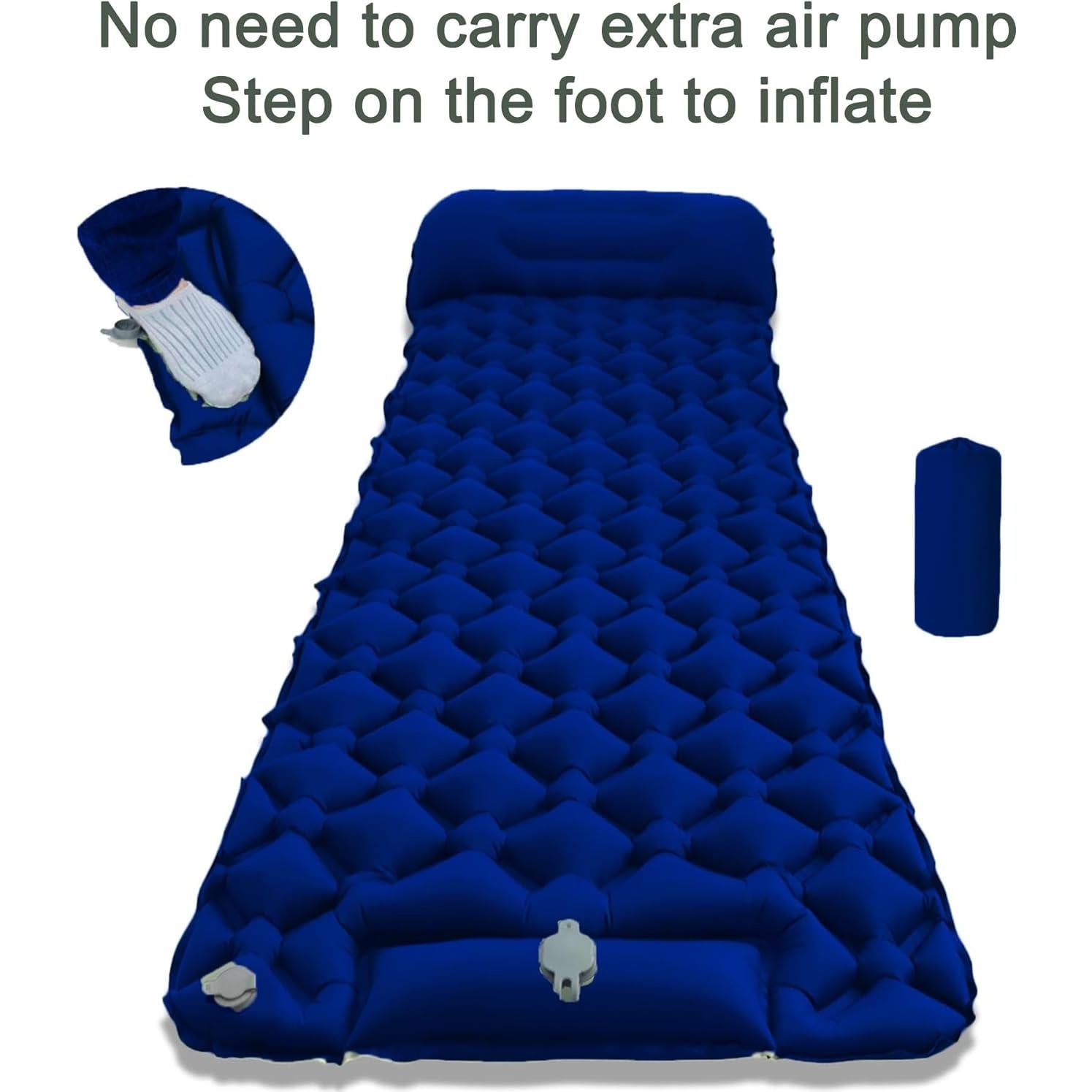 Ultralight Inflatable Camping Sleeping Pad – Compact Built-in Pillow,Waterproof & Durable –Connects to Double Bed and Ideal for Camping, Hiking & Outdoor Adventures