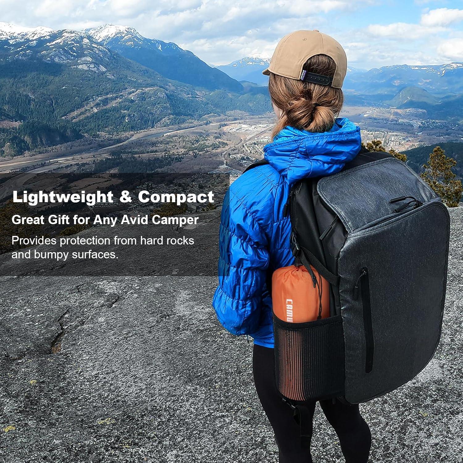 CAMULAND Camping Mattress 2 Person, Double Sleeping Pad for Camping Mat Inflatable Air Bed with Pillow Built-in Foot Pump Backpacking Hiking Traveling Gear Compact Self Inflating