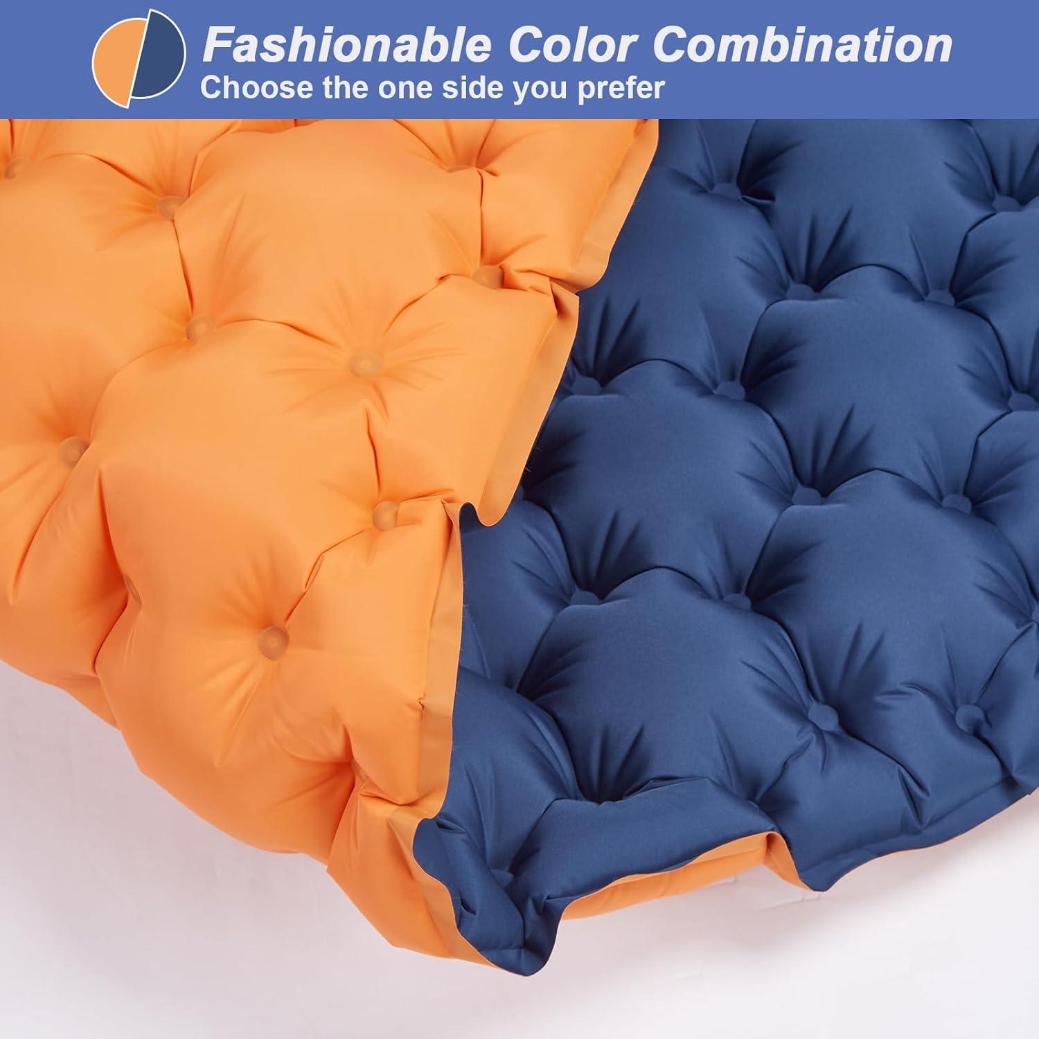 CAMULAND Camping Mattress 2 Person, Double Sleeping Pad for Camping Mat Inflatable Air Bed with Pillow Built-in Foot Pump Backpacking Hiking Traveling Gear Compact Self Inflating