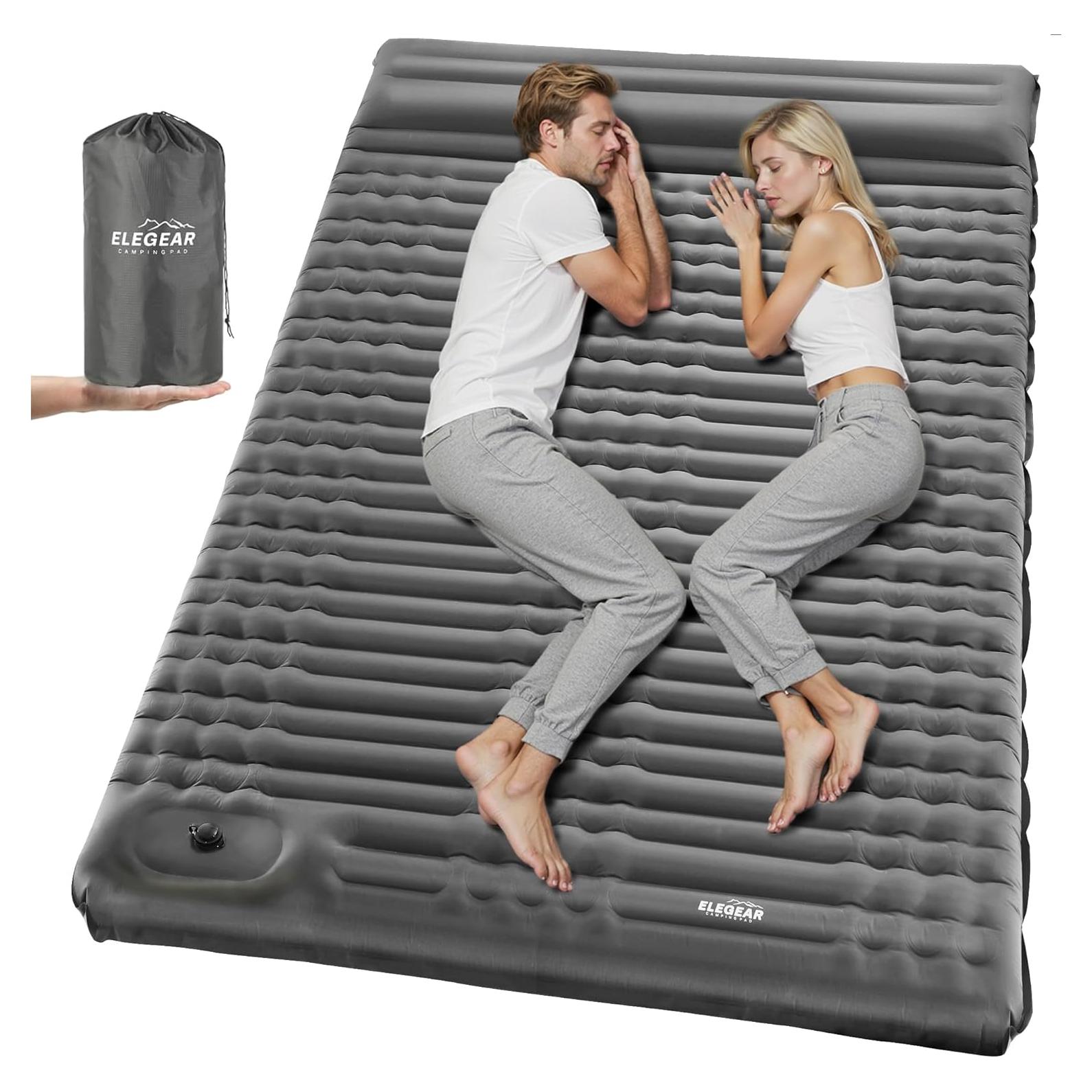 Almohadilla Doble Inflable Elegear 4" para Camping Gris