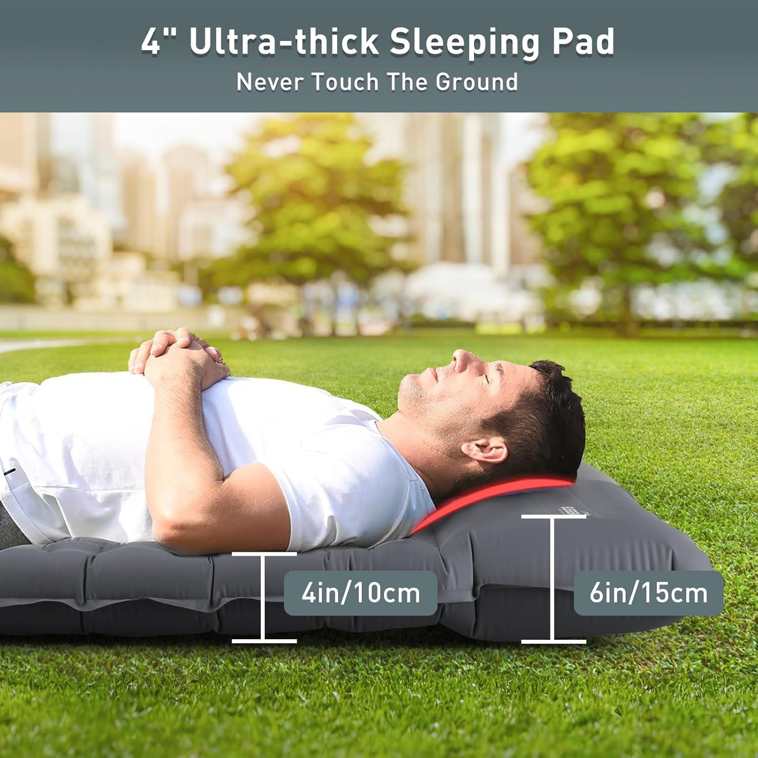 Almohadilla Doble Inflable Elegear 4" para Camping Gris