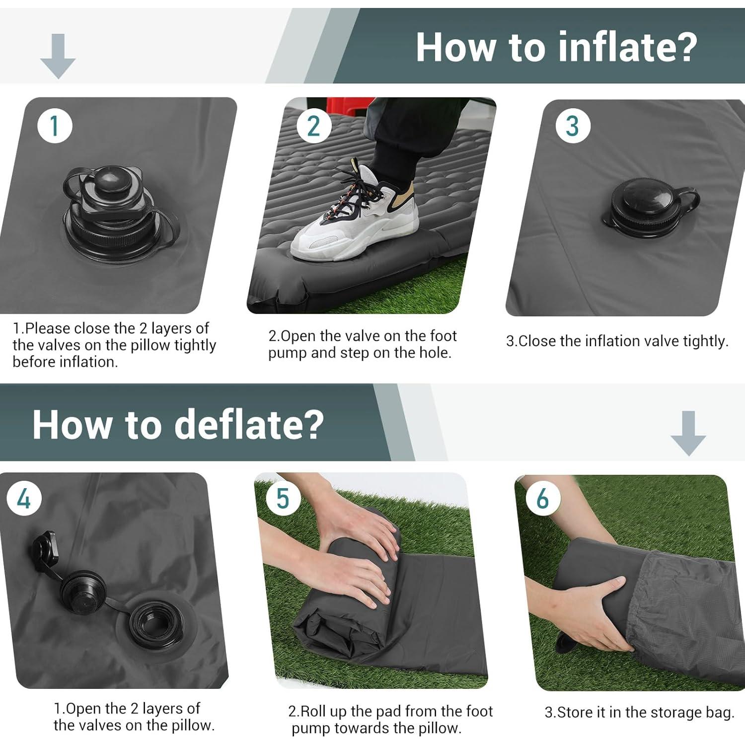 Almohadilla Doble Inflable Elegear 4" para Camping Gris