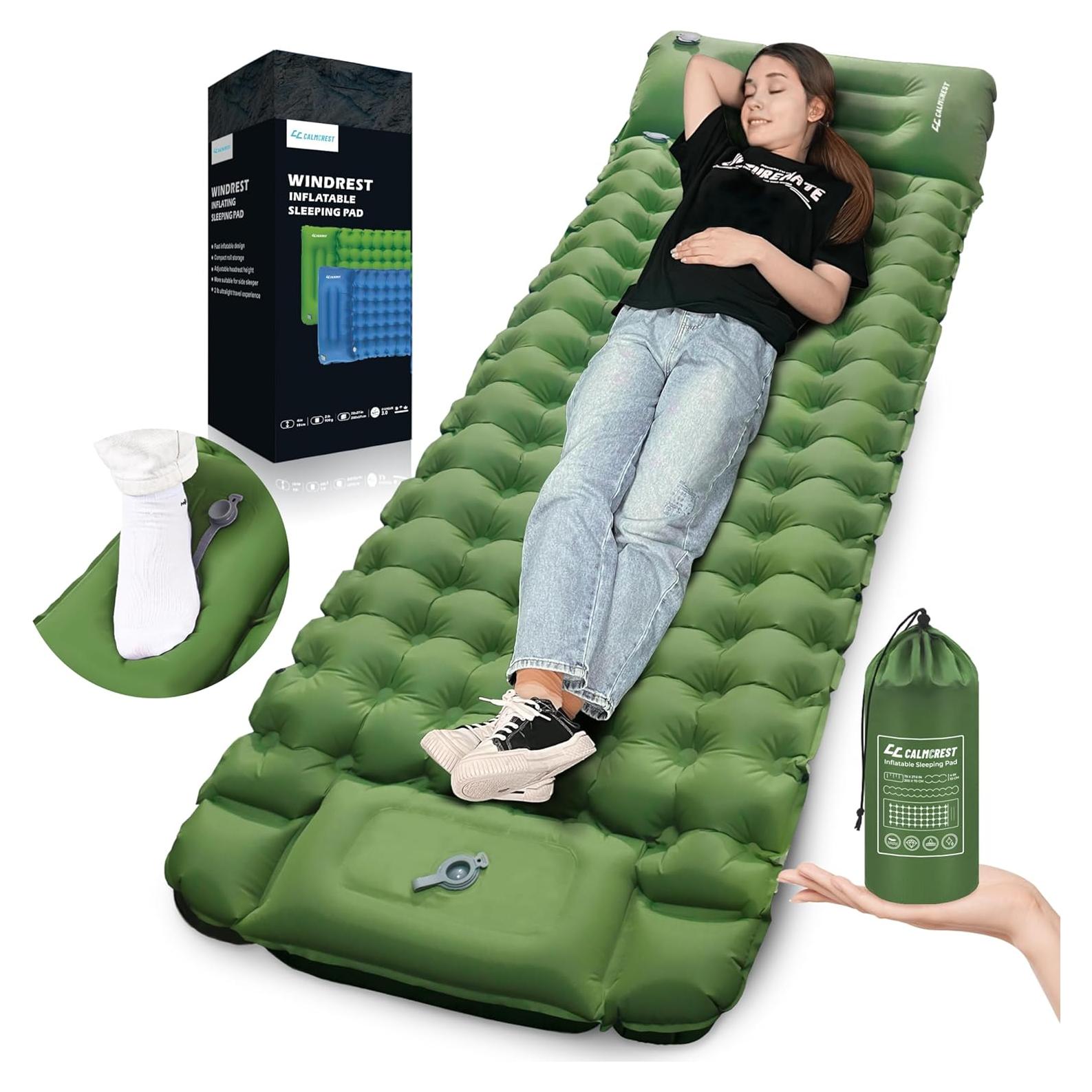 Colchoneta Inflable CALMCREST 200x70cm con Almohada Ajustable