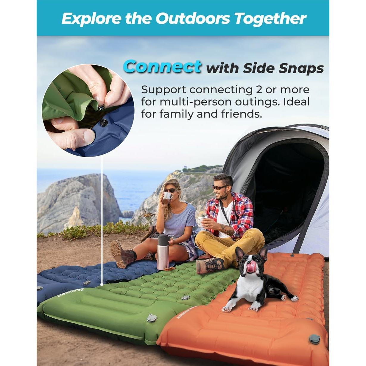 Colchoneta Inflable CALMCREST 200x70cm con Almohada Ajustable