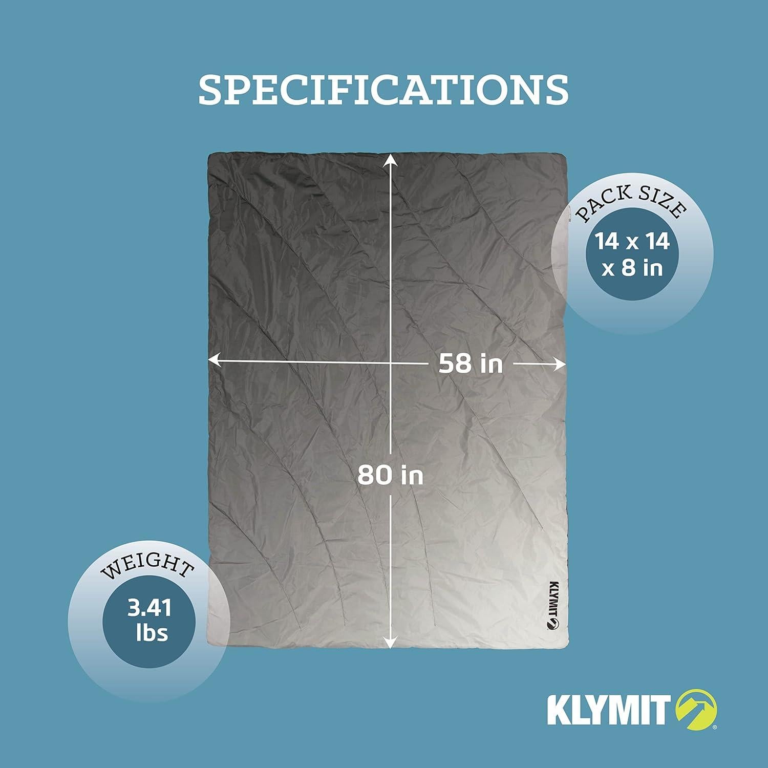 Manta de Camping Klymit Horizon Overland 147x203 cm Gris