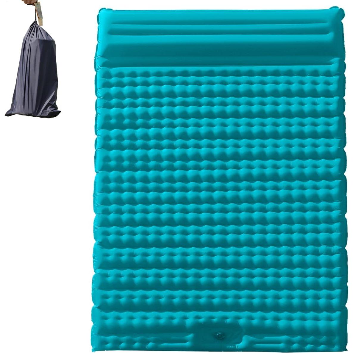 Double Sleeping Pad for Camping, Extra Thickness Inflatable Sleeping Mat with Pillow Built-in Pump, Inflatable & Compact Camping Hiking Traveling