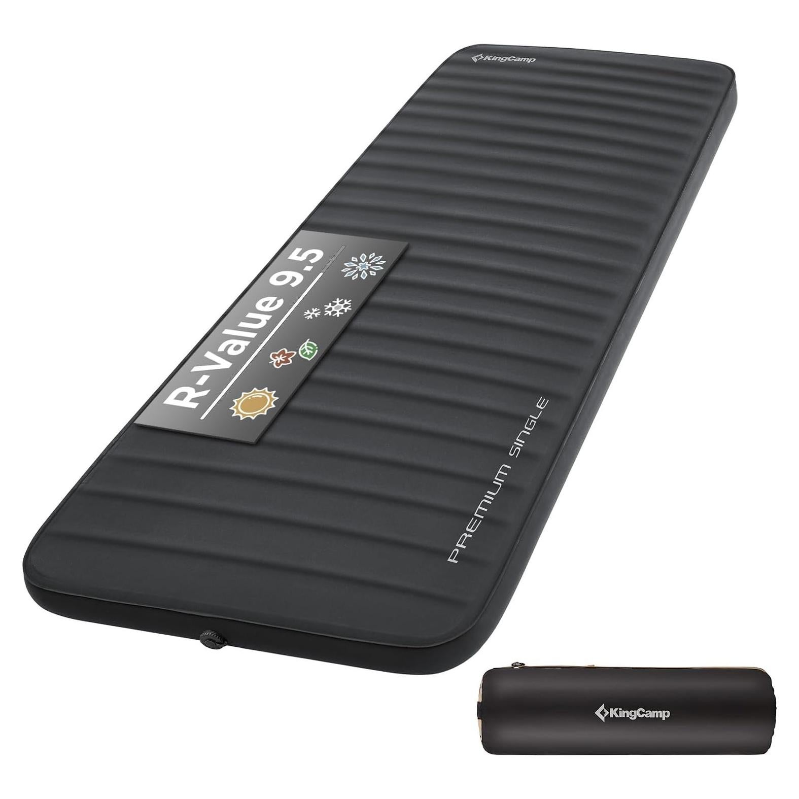 Colchón Inflable KingCamp 3" (7.62 cm) Autoinflable Negro