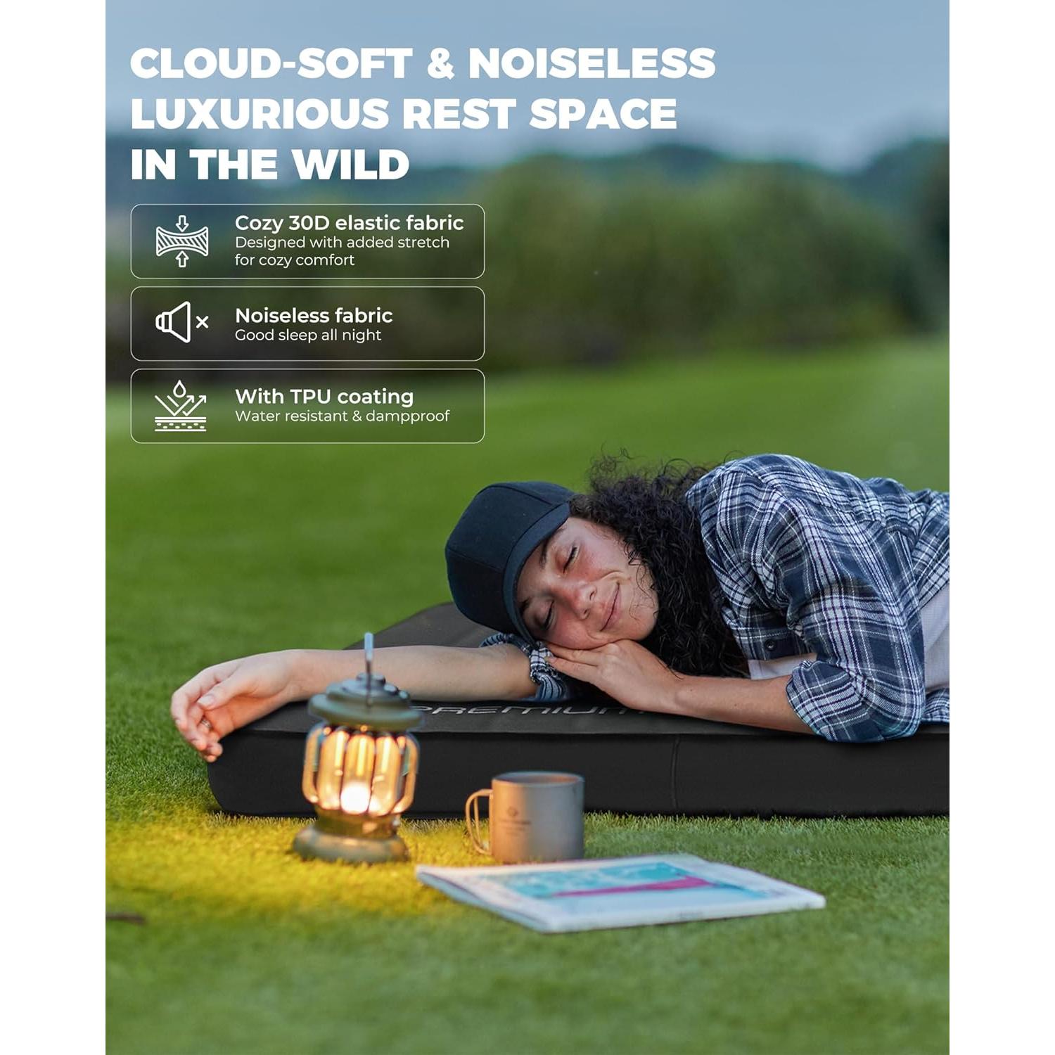 Colchón Inflable KingCamp 3" (7.62 cm) Autoinflable Negro