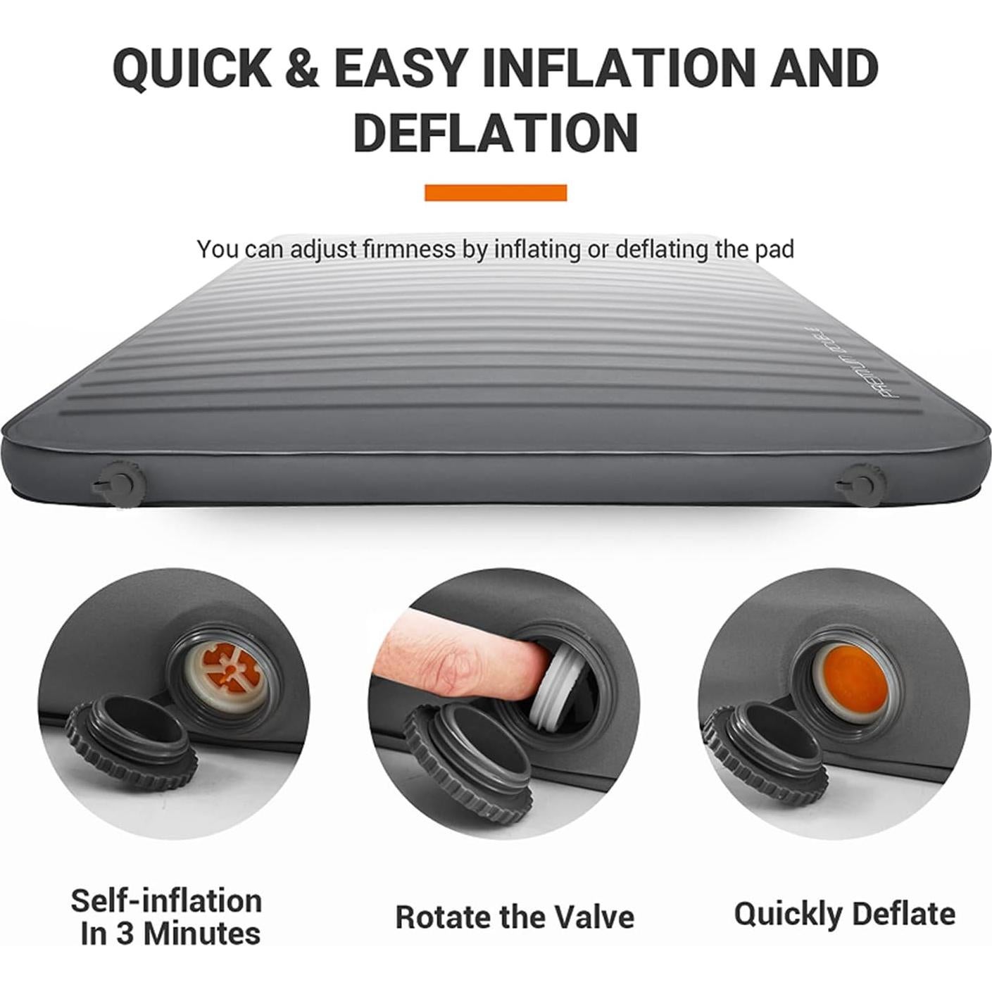 Colchón de Camping Doble Autoinflable KingCamp Lujo 3D 200x128cm