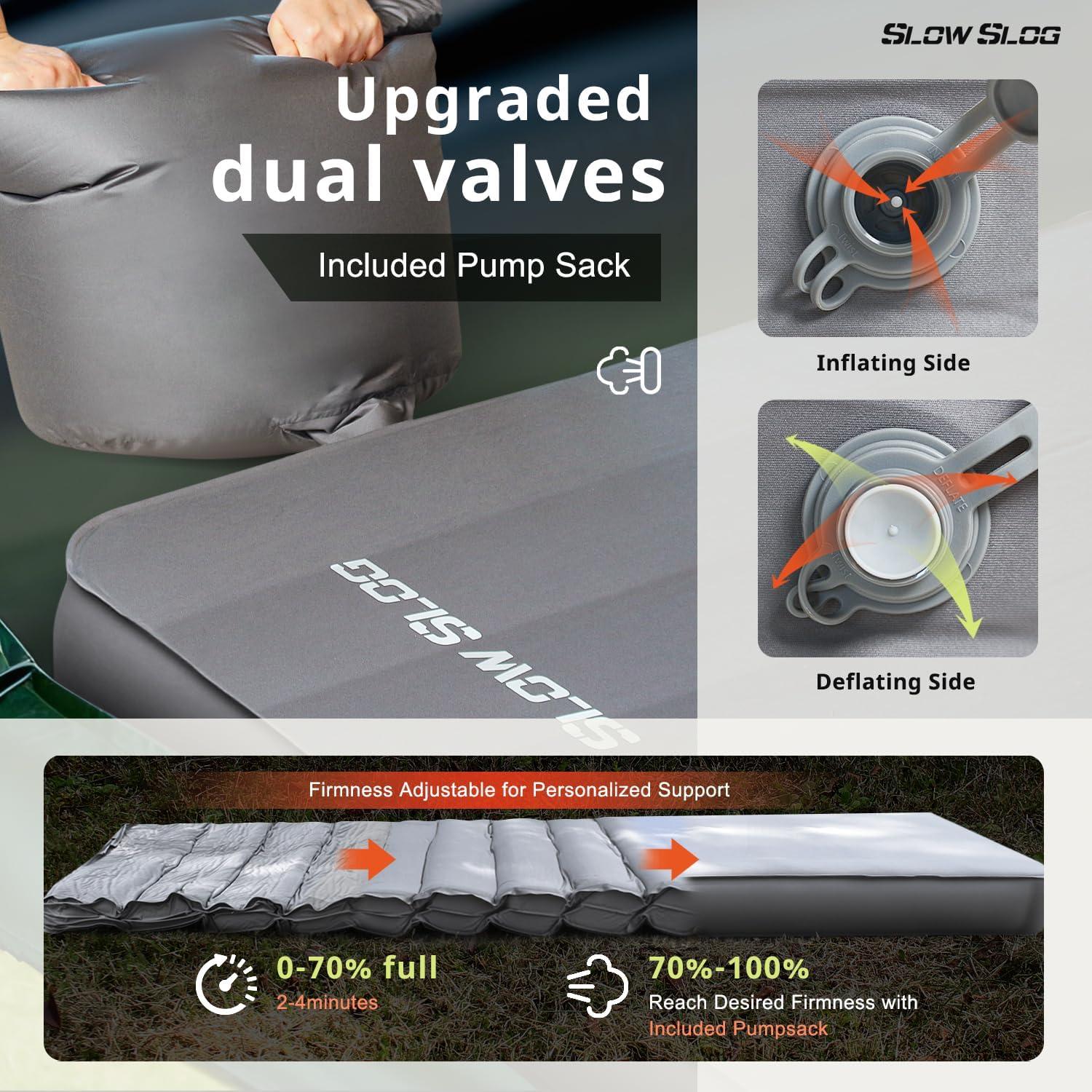 Self-Inflating Sleeping Pad with Portable Electric Air Pump, 4in Thick Memory Foam Camping Mattress for Tent Cot & Car Travel, Fast Inflate & Deflate Camping Pad