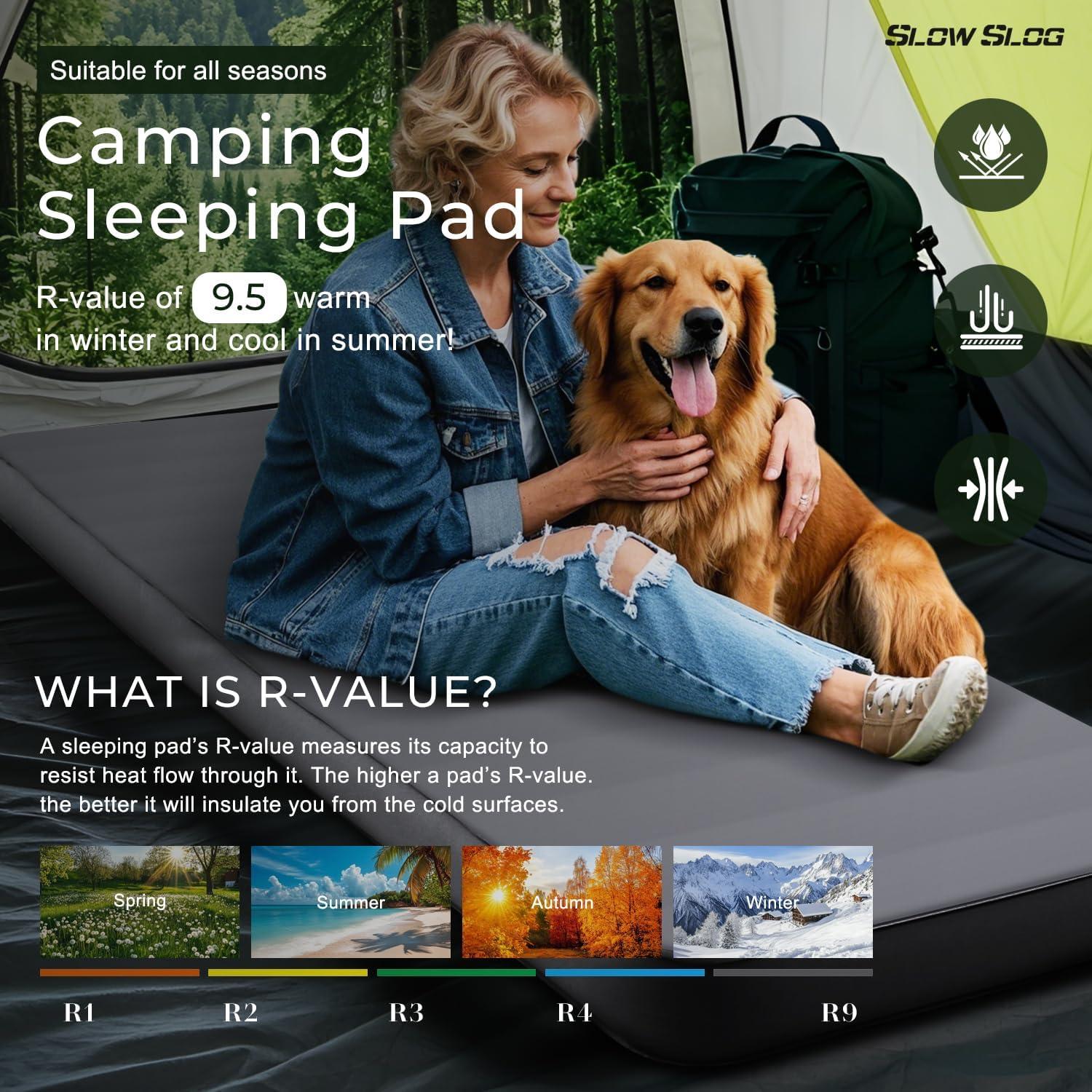 Self-Inflating Sleeping Pad with Portable Electric Air Pump, 4in Thick Memory Foam Camping Mattress for Tent Cot & Car Travel, Fast Inflate & Deflate Camping Pad