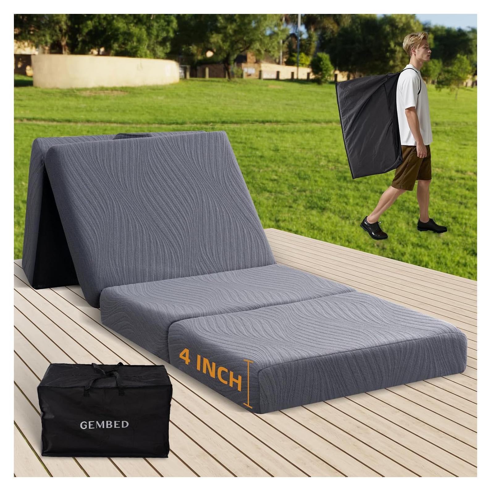 Colchón de Camping GEMBED 4 Pulgadas Espuma Viscoelástica