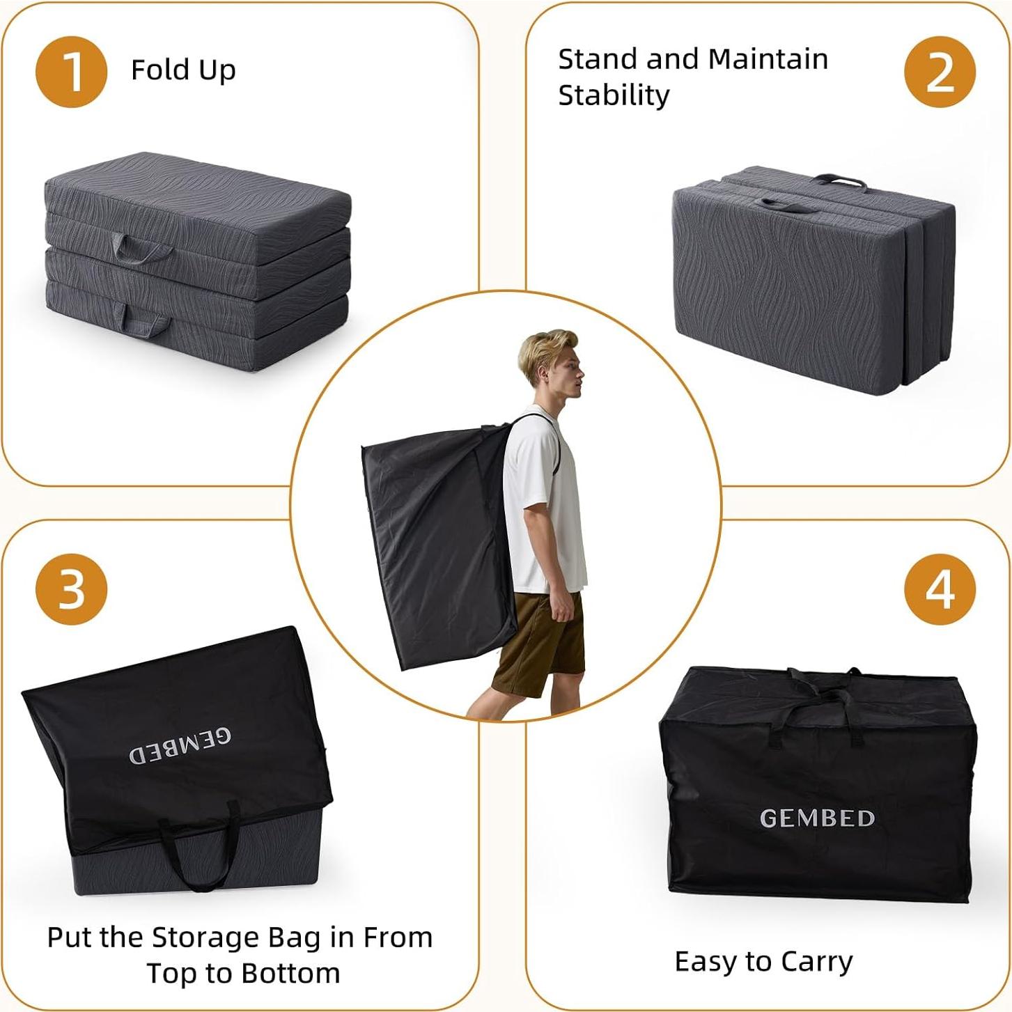 Colchón de Camping GEMBED 4 Pulgadas Espuma Viscoelástica