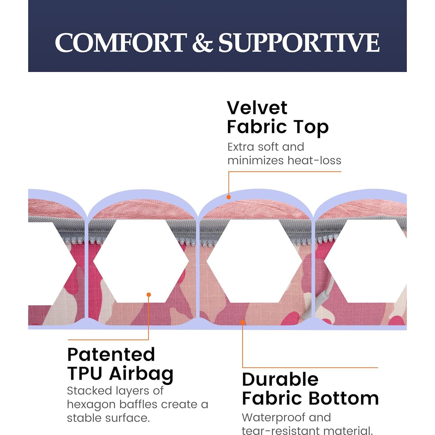 Colchón Inflable Kampair Individual Rosa 12.06 cm Grueso