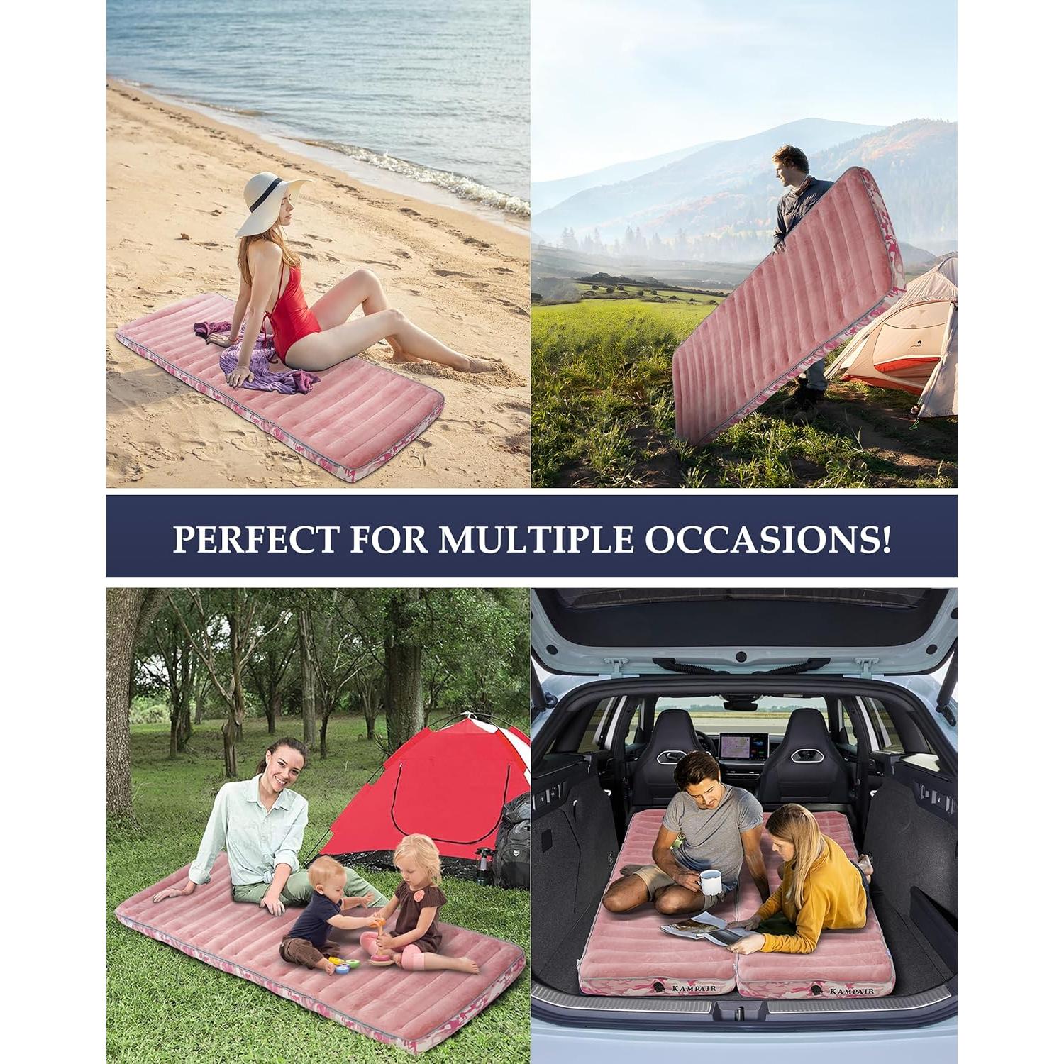 Colchón Inflable Kampair Individual Rosa 12.06 cm Grueso