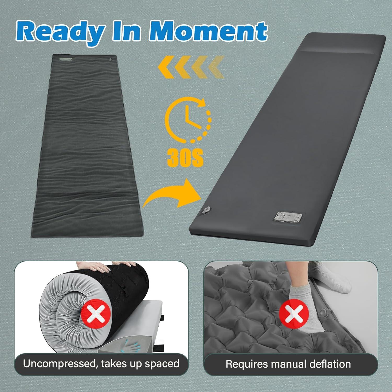 Colchoneta de Camping Autoinflable DOYXC 8 cm con Almohada